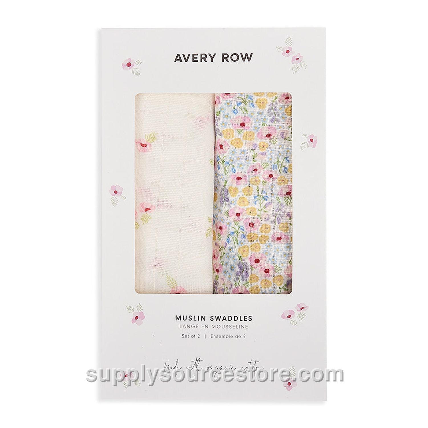 Organic Cotton Baby Muslin Swaddles Set Of 2 - Wildflower Garden / Anemone