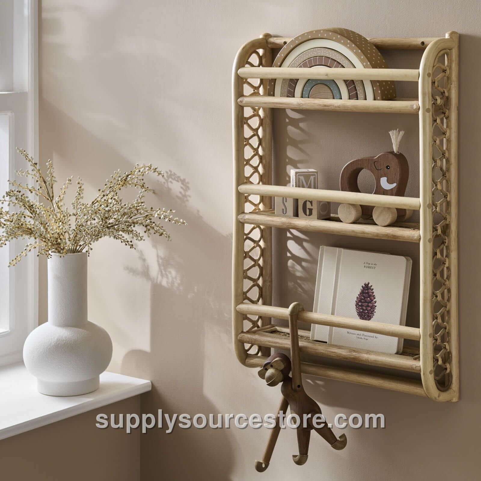 Aria Wave Bookshelf - Rattan