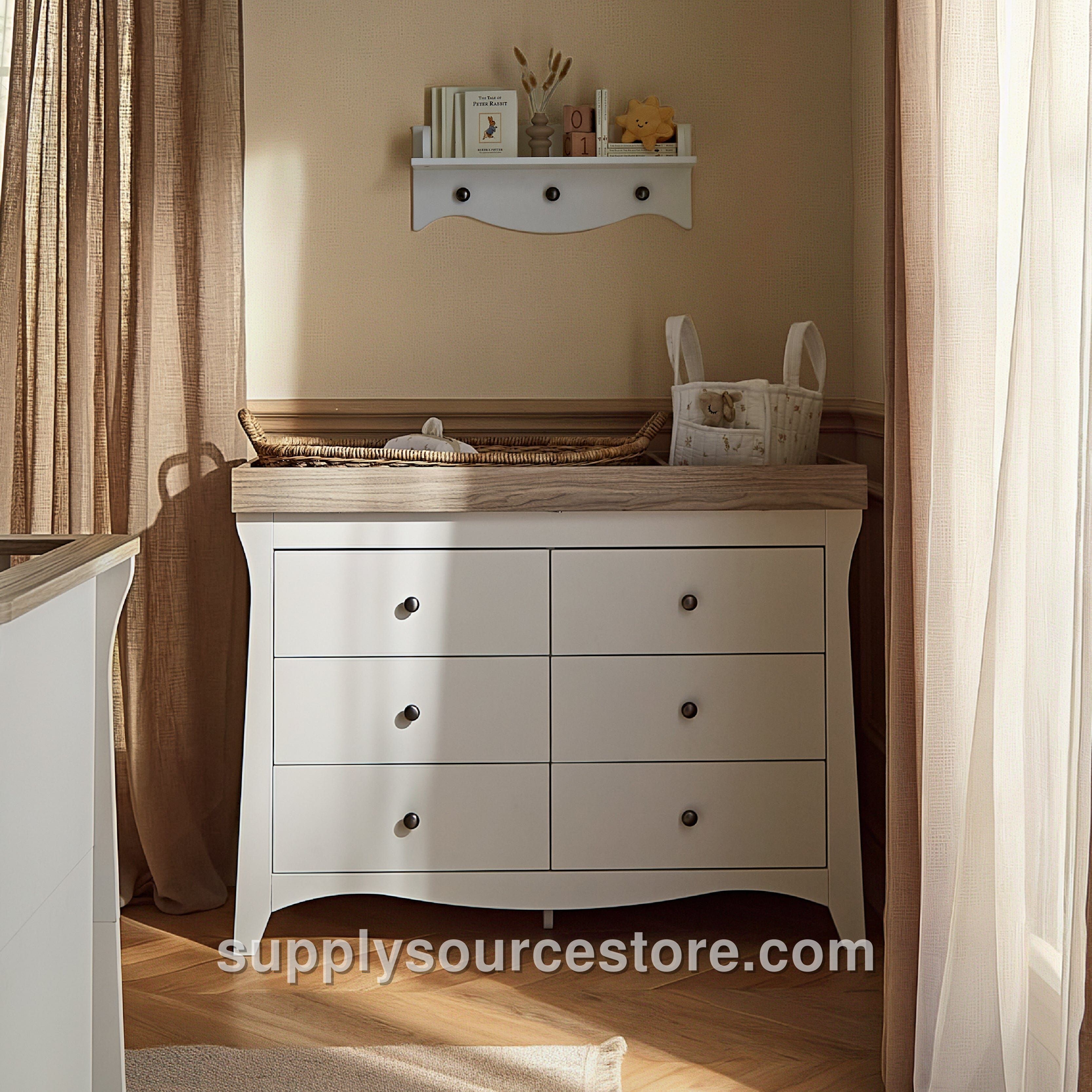 Clara 6 Drawer Dresser Changer - White & Ash