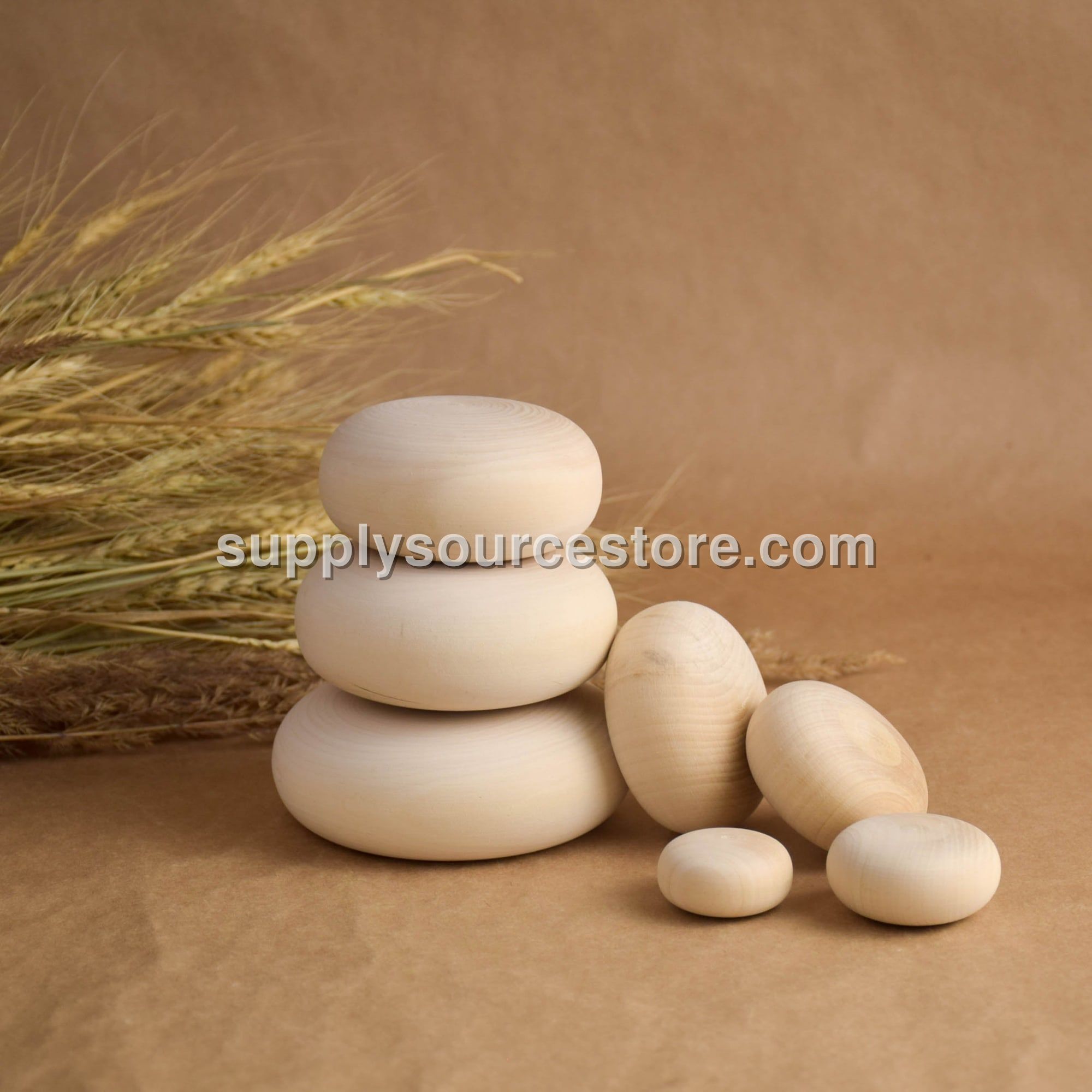 Natural Wooden Stacking Pebbles