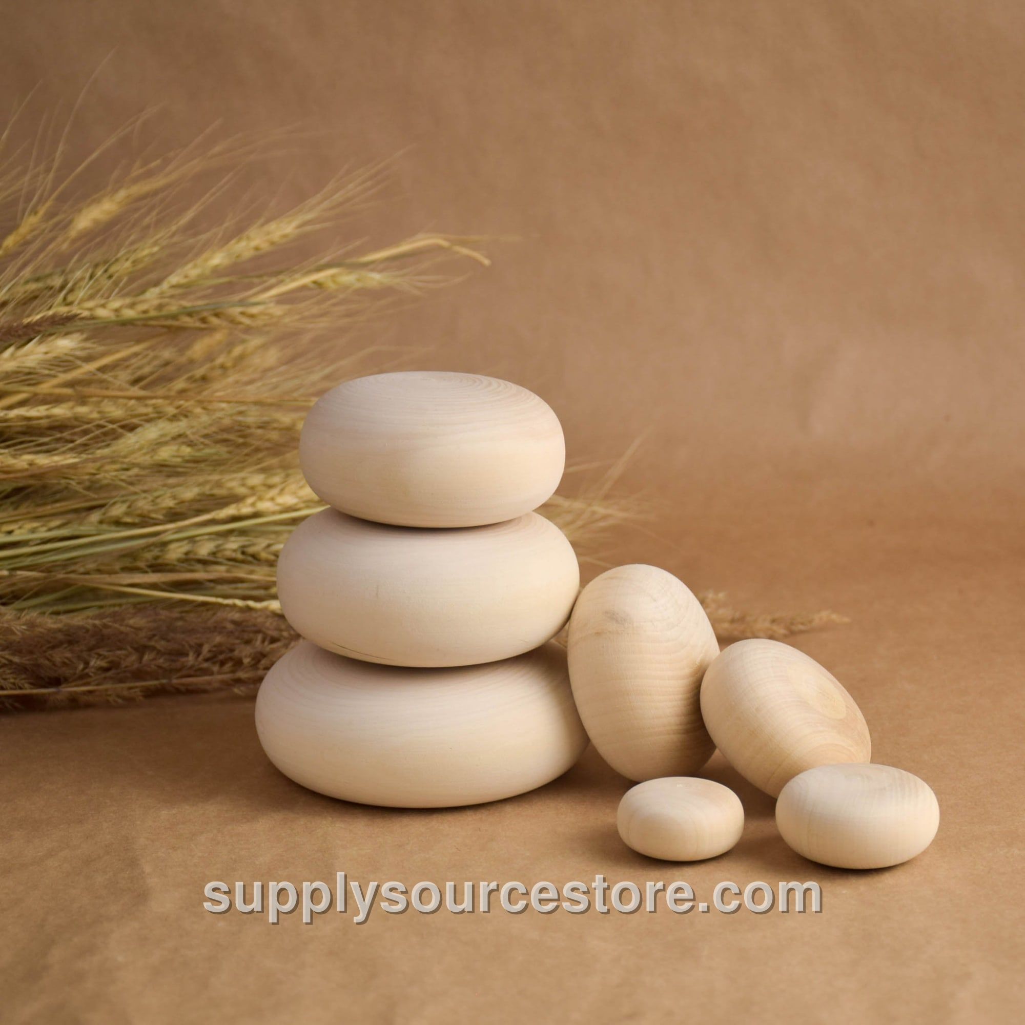 Natural Wooden Stacking Pebbles