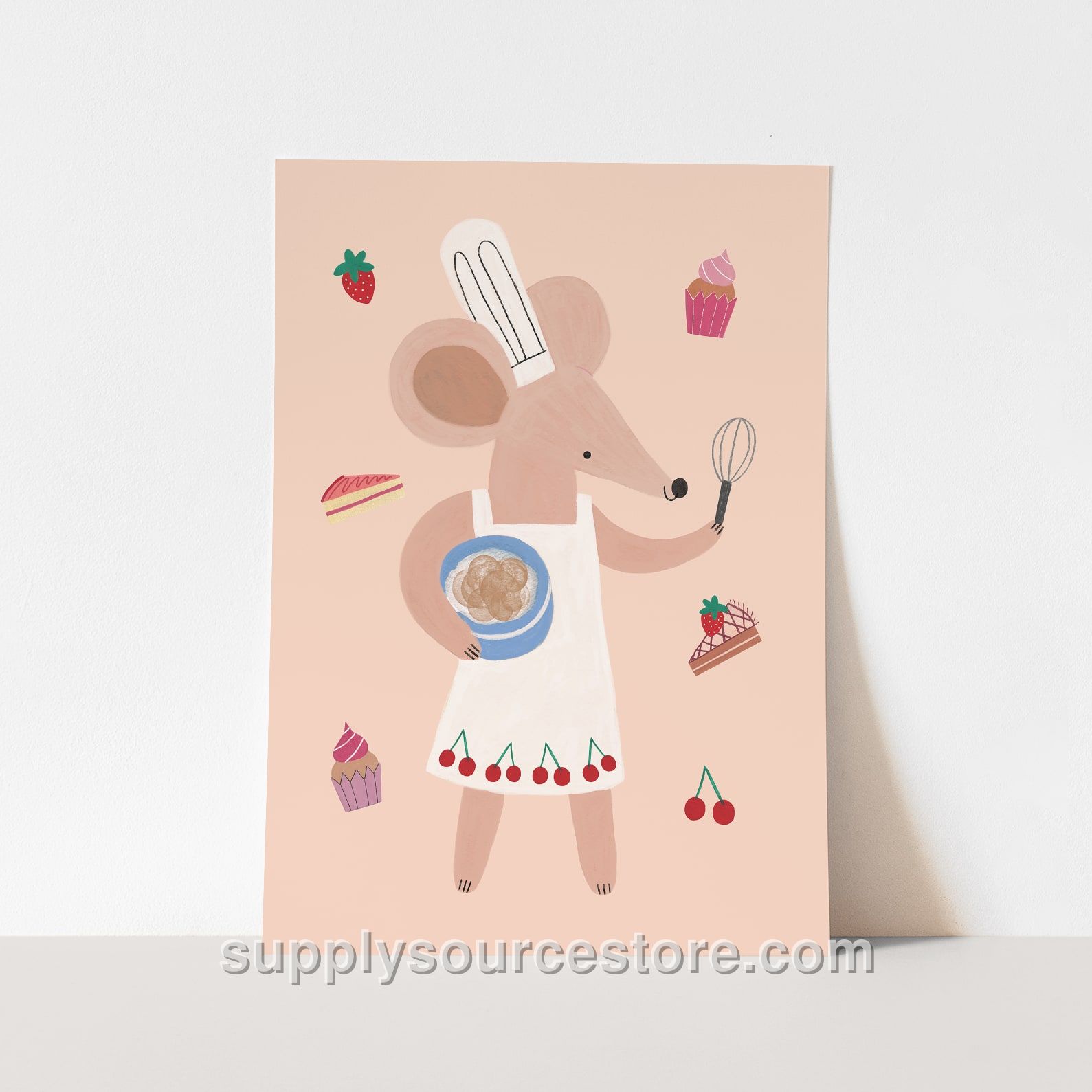 Little Baker Mouse Fine Art Print - Peach