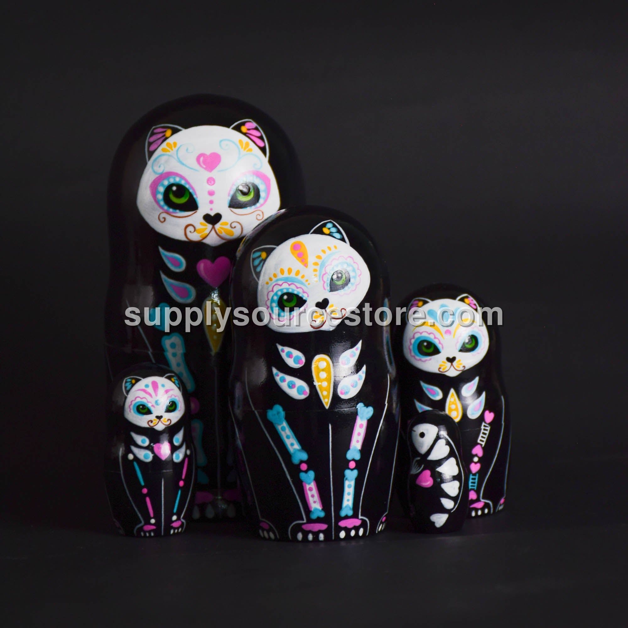 Calavera Cat Matryoshka Dolls