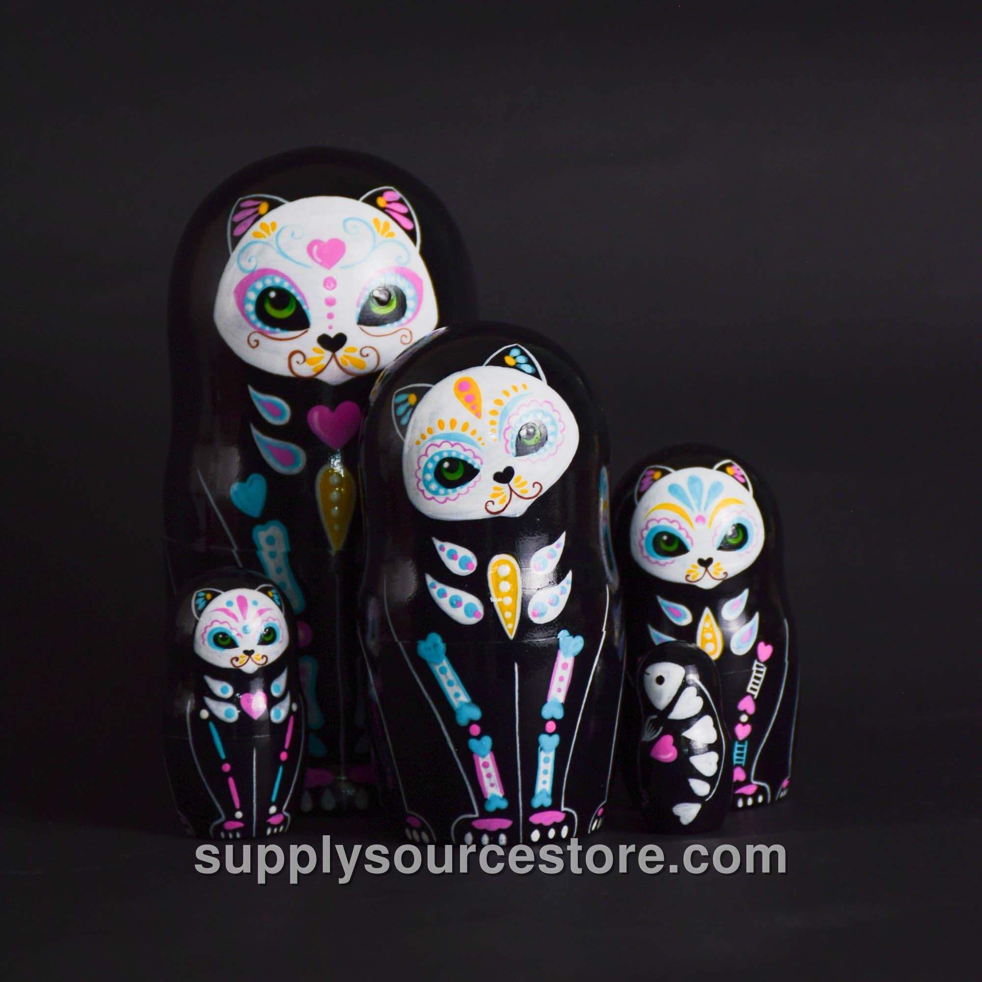 Calavera Cat Matryoshka Dolls