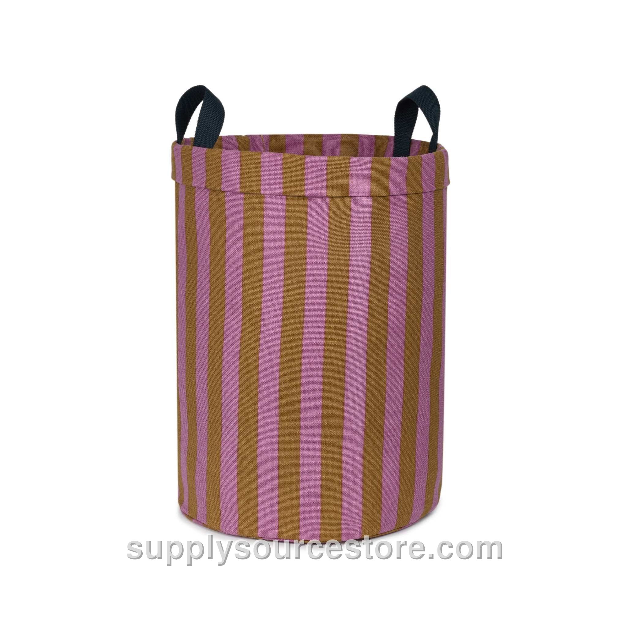 Vibes Round Large Storage Basket - Pink Curry Stripes