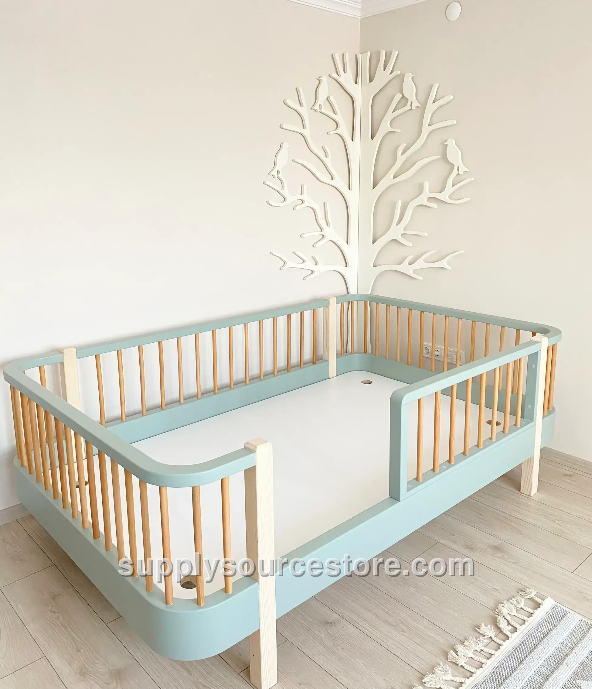Two-Color Blue Feather Montessori Bed