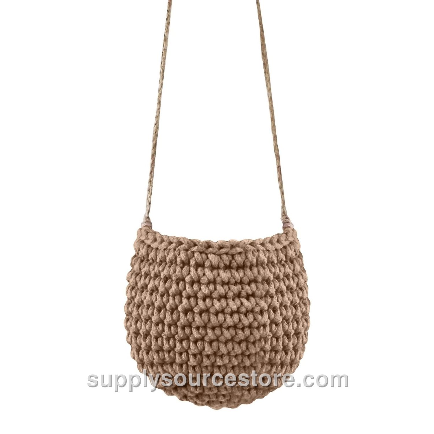 Small Crochet Hanging Basket - Toffee