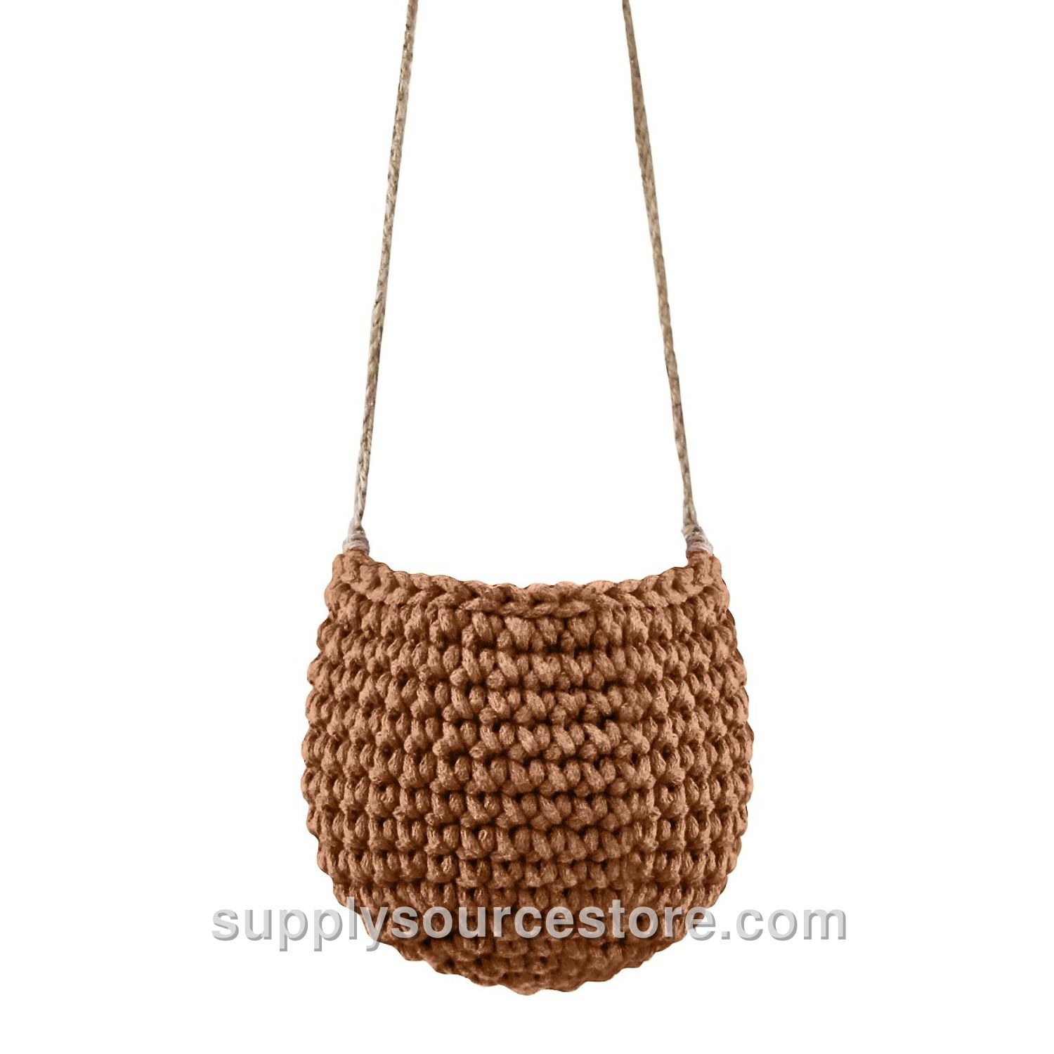 Small Crochet Hanging Basket - Cinnamon