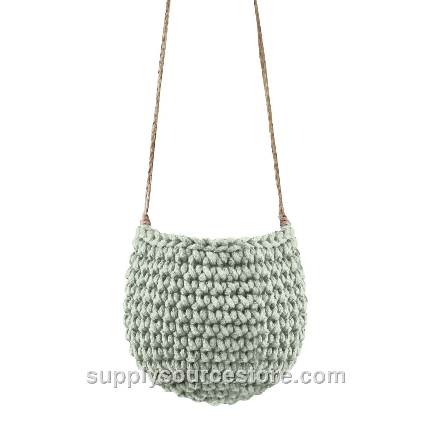 Small Crochet Hanging Basket - Sage