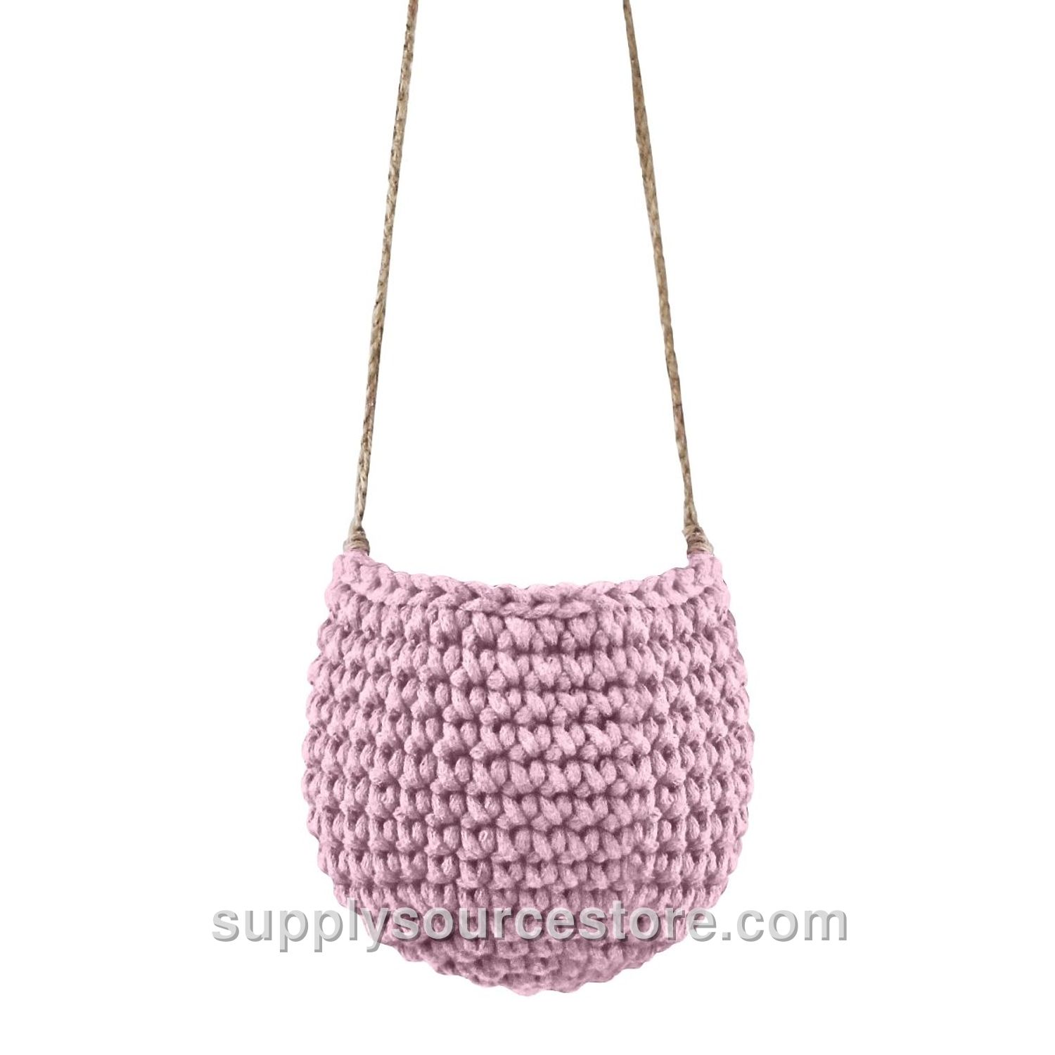 Small Crochet Hanging Basket - Dusty Rose