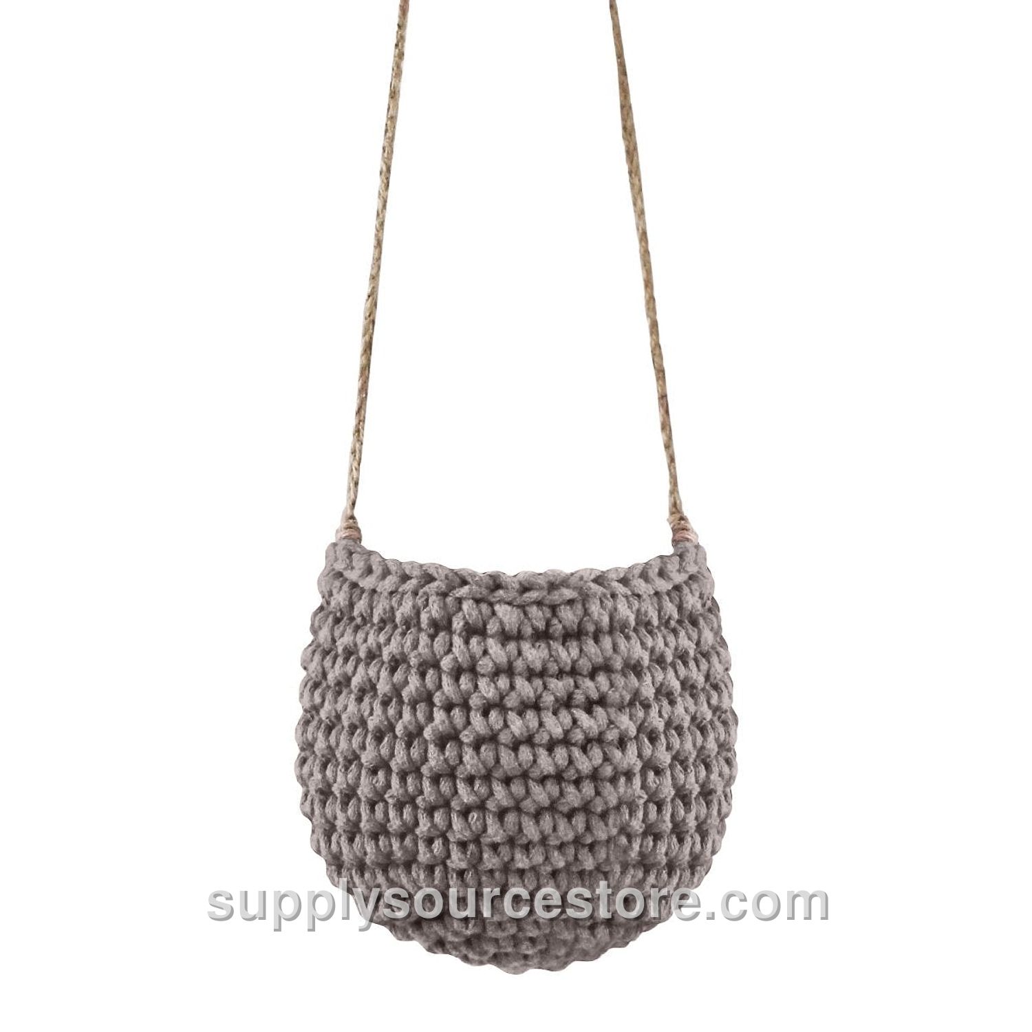 Small Crochet Hanging Basket - Mocha