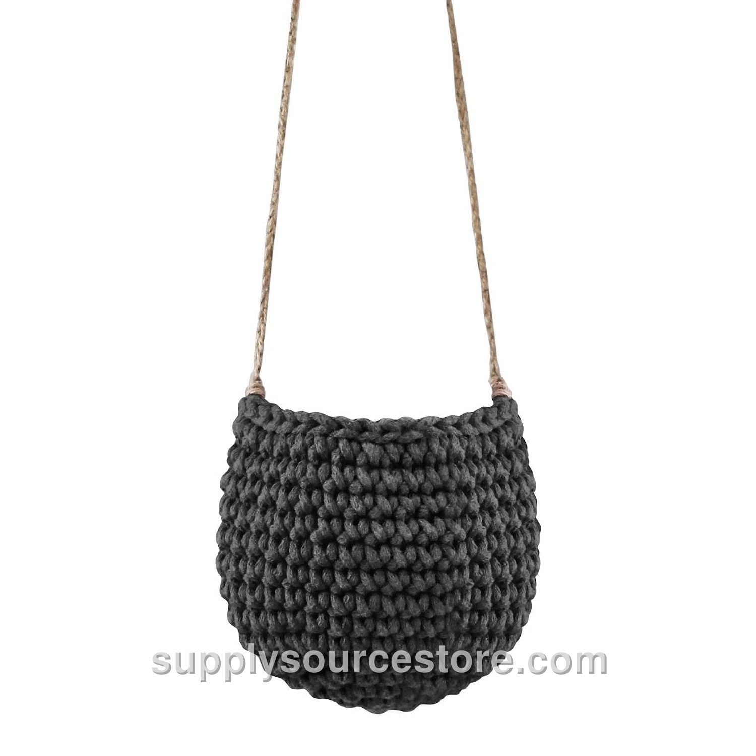 Small Crochet Hanging Basket - Charcoal