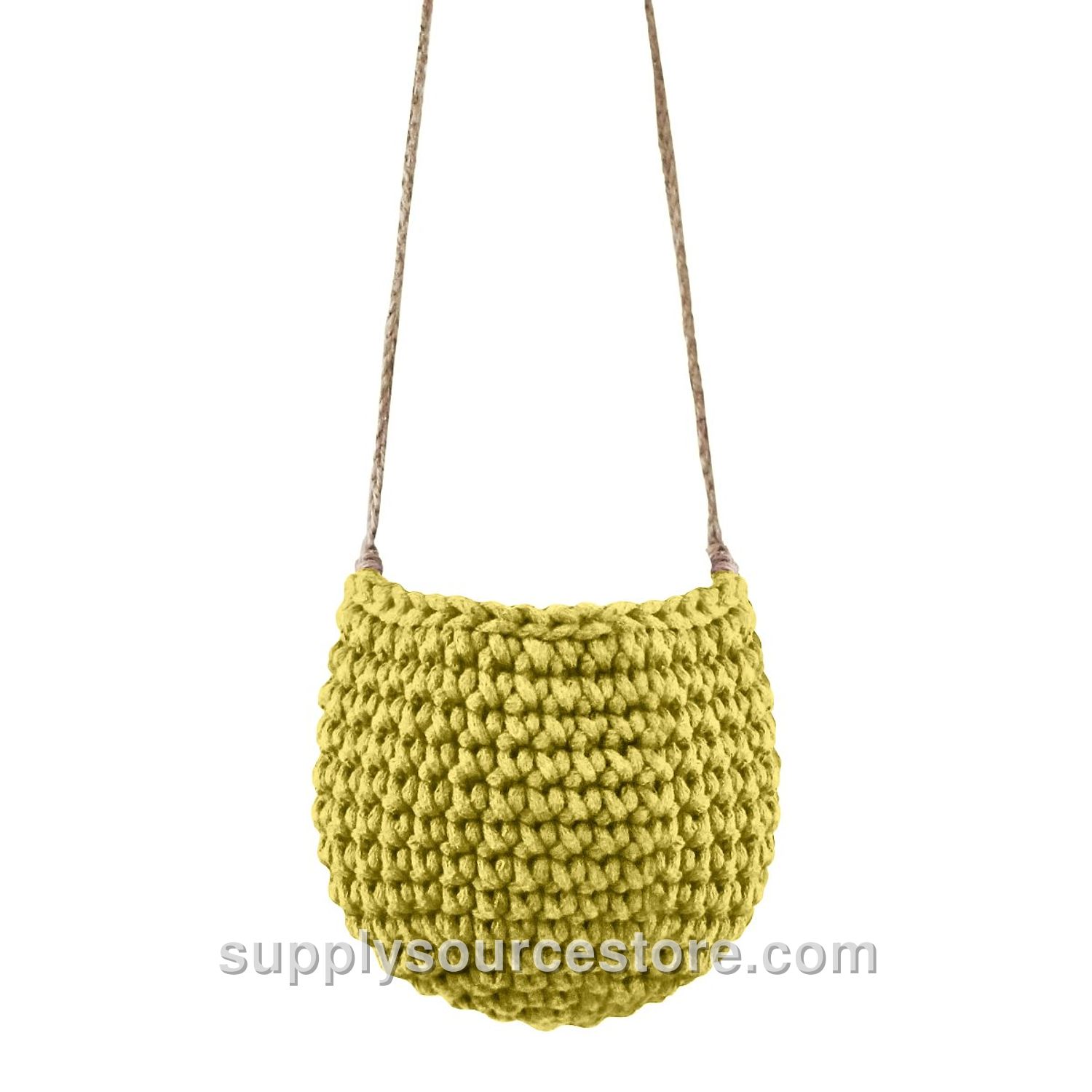 Small Crochet Hanging Basket - Golden Kiwi