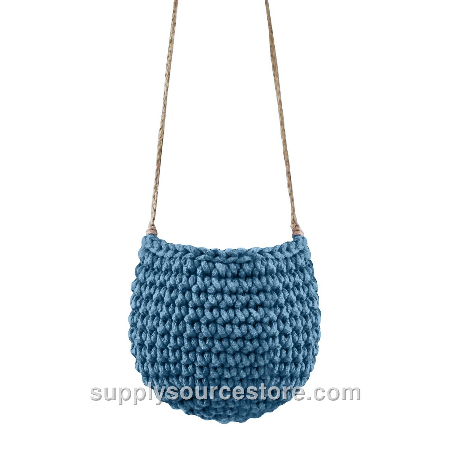Small Crochet Hanging Basket - Petrol