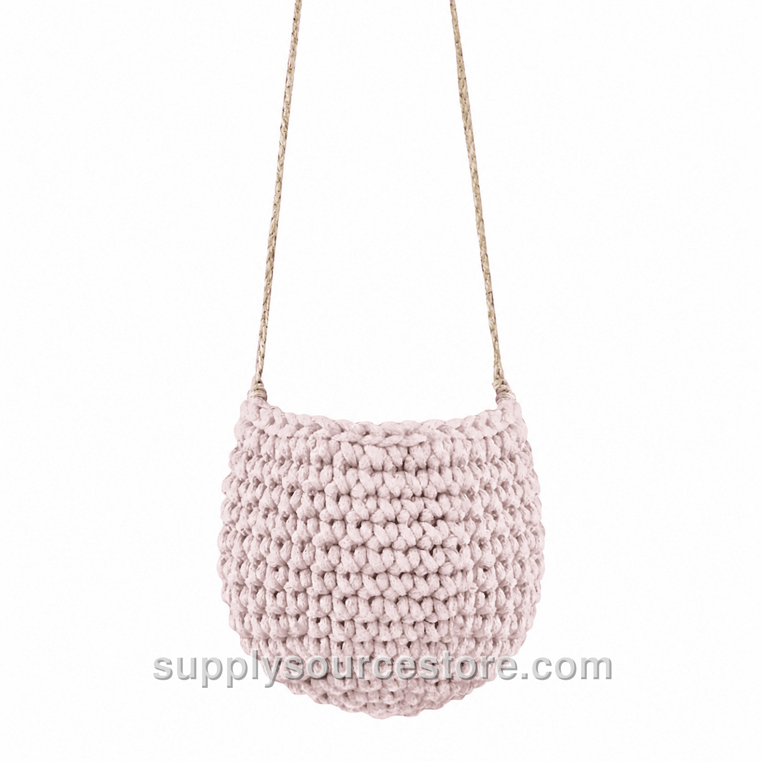 Small Crochet Hanging Basket - Pale Pink