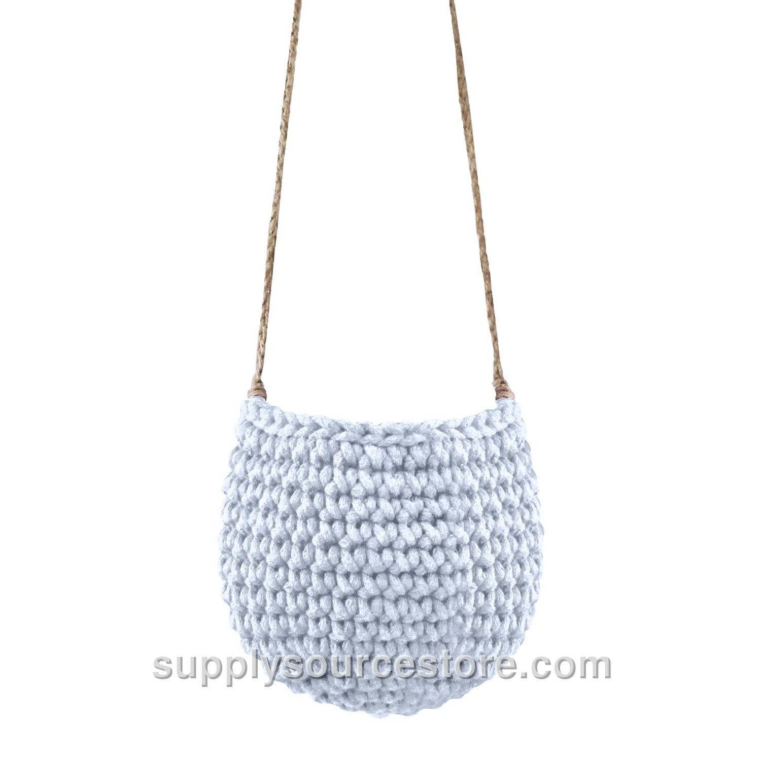 Small Crochet Hanging Basket - Baby Blue