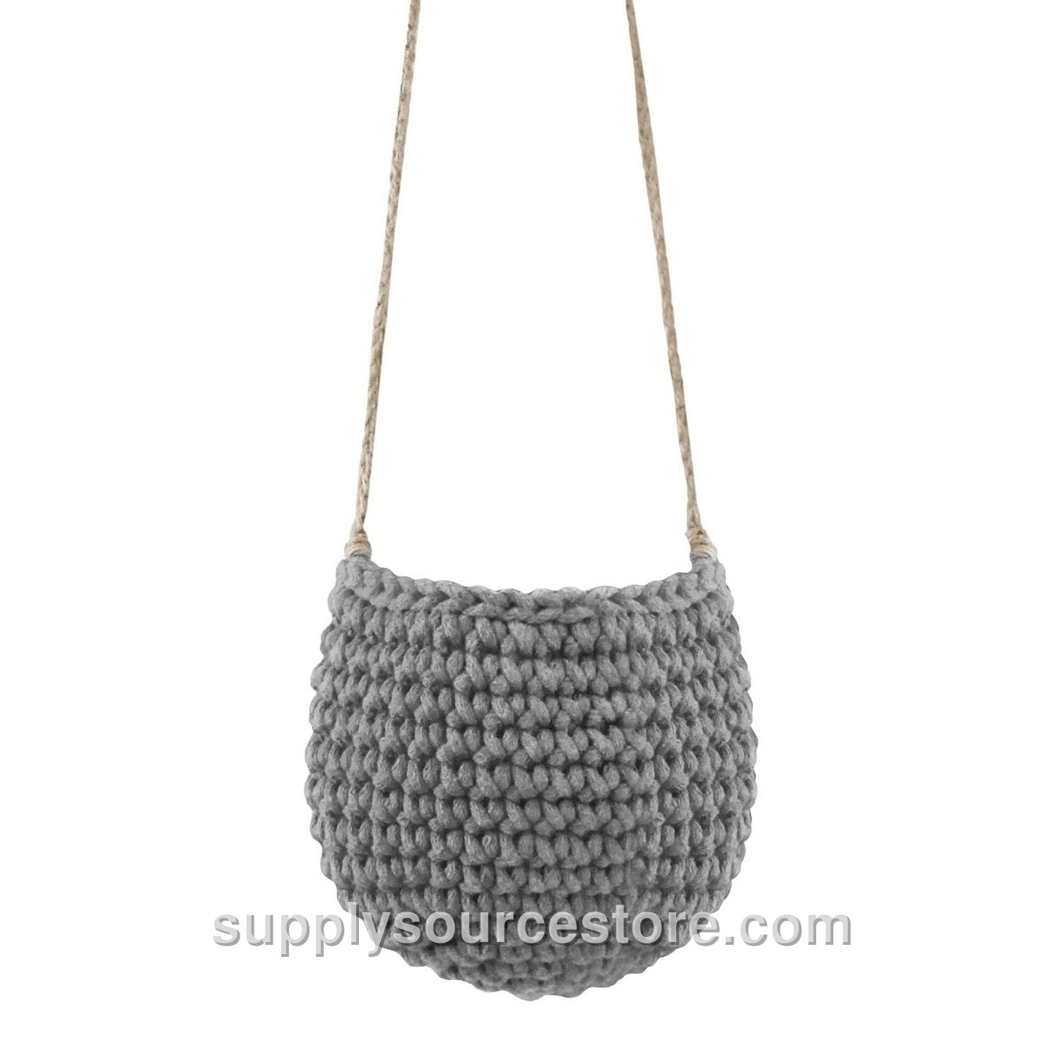 Small Crochet Hanging Basket - Dark Grey