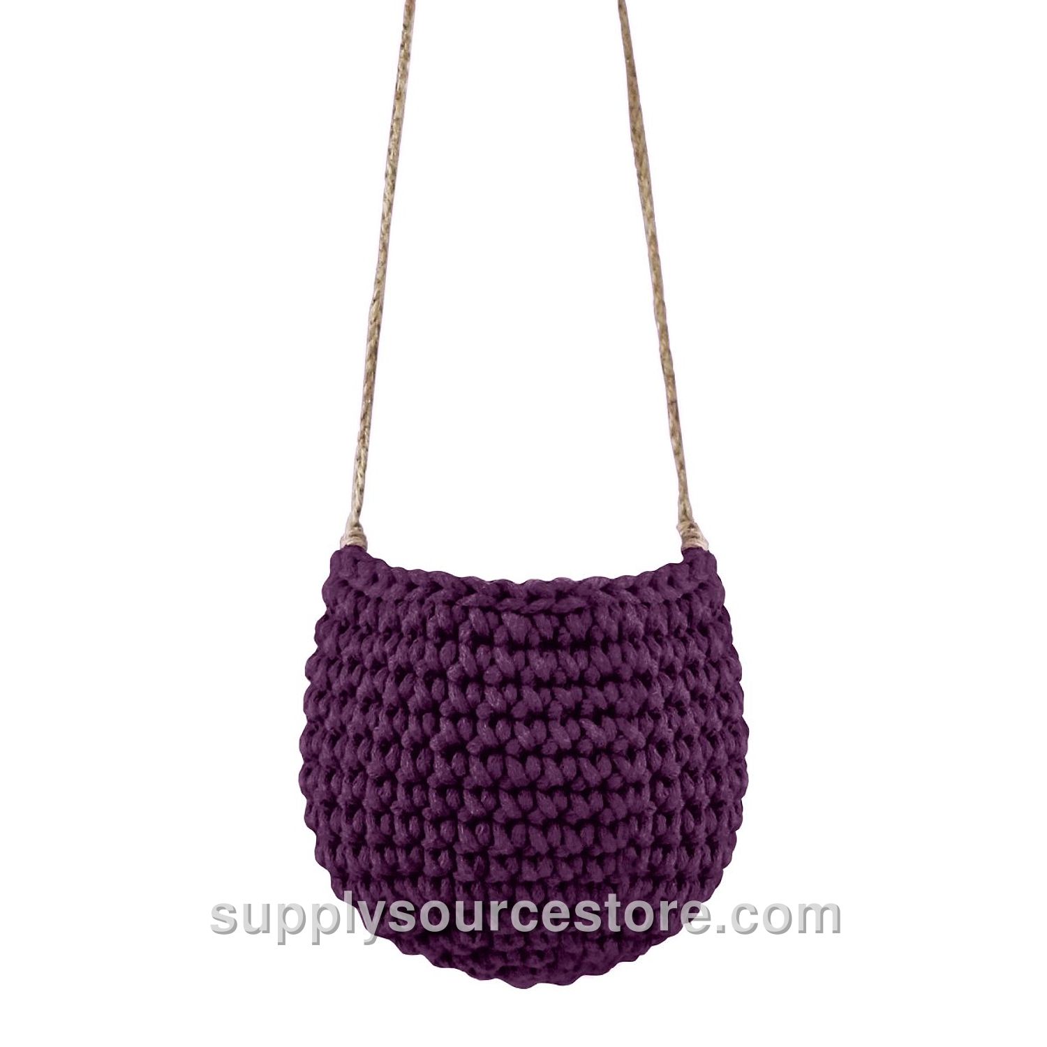 Small Crochet Hanging Basket - Aubergine