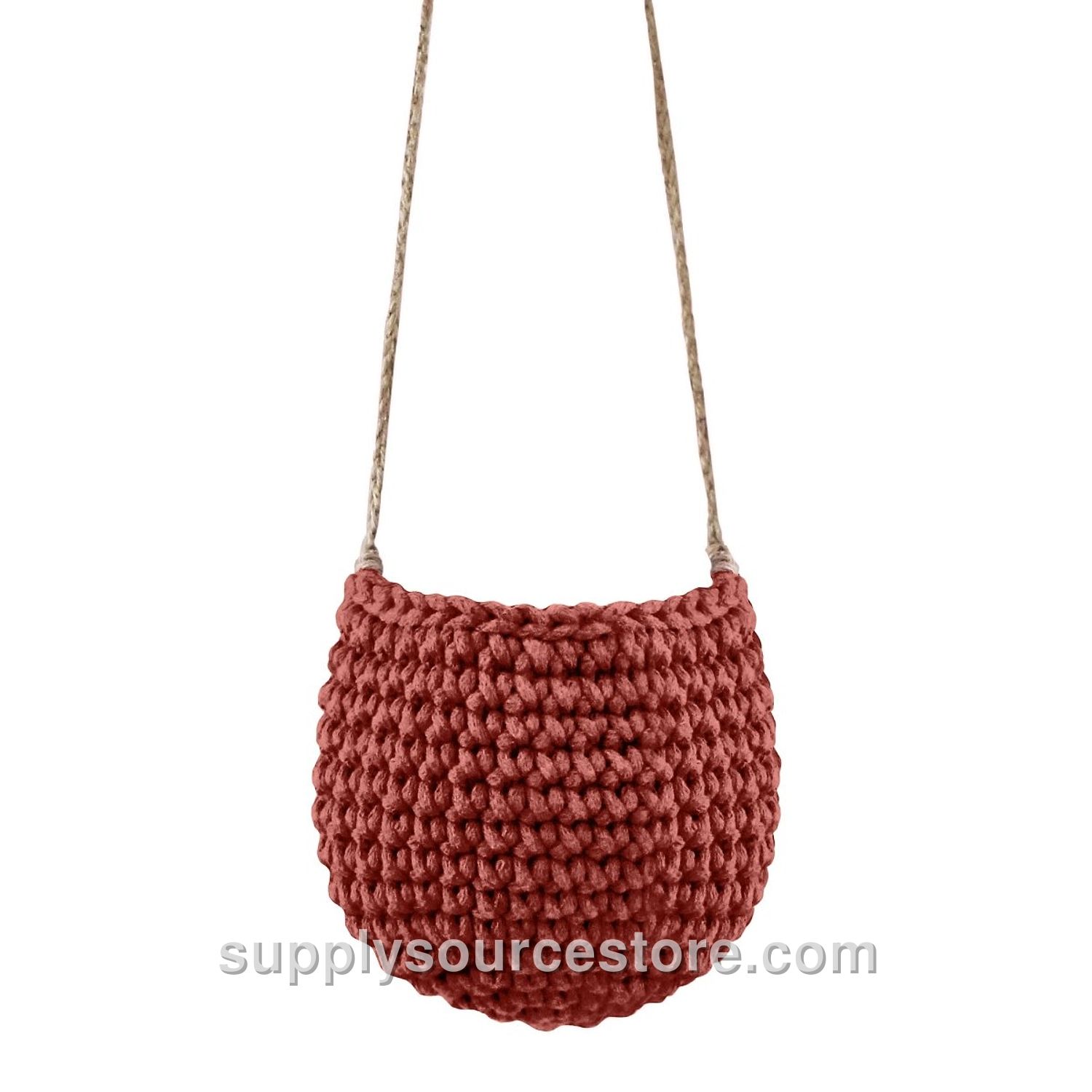 Small Crochet Hanging Basket - Terracotta