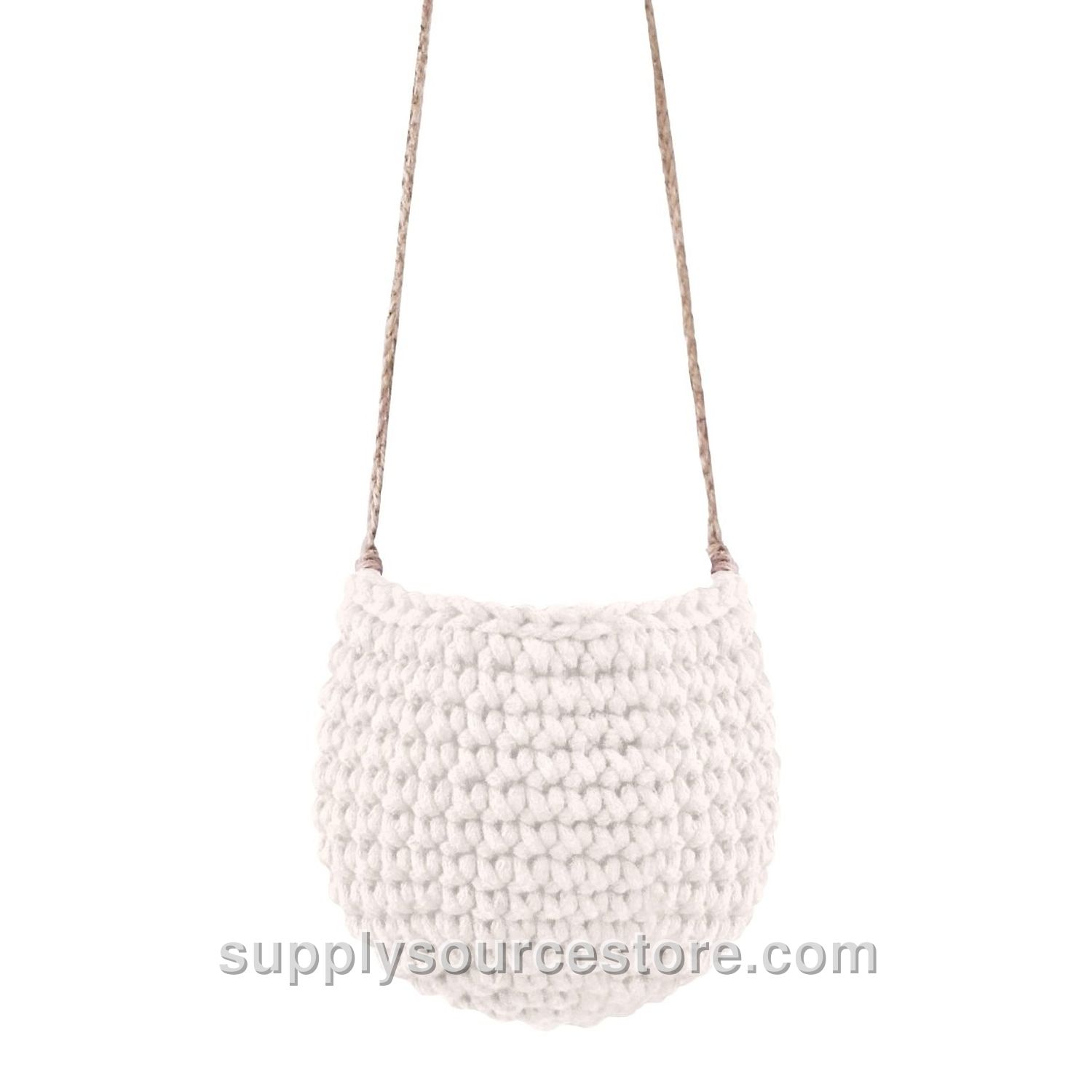 Small Crochet Hanging Basket - Ivory