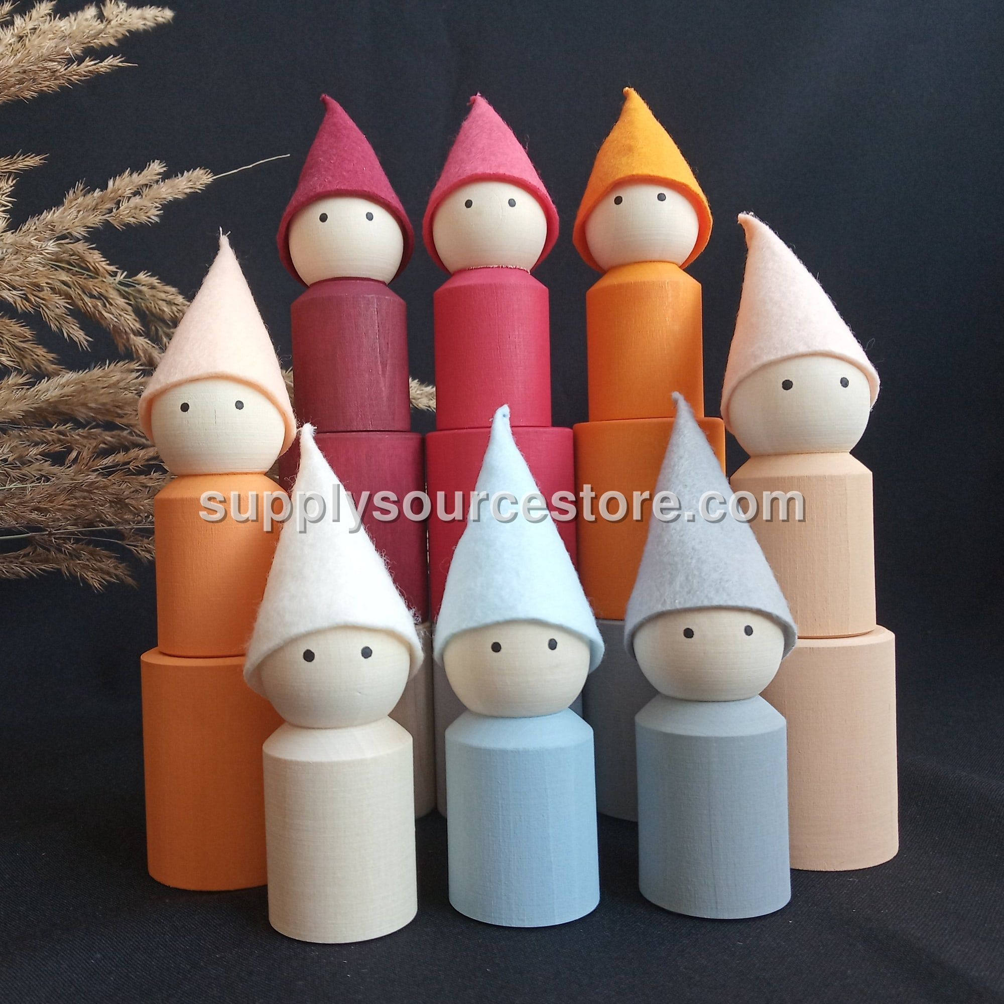 Neutral Peg Dolls in Cups