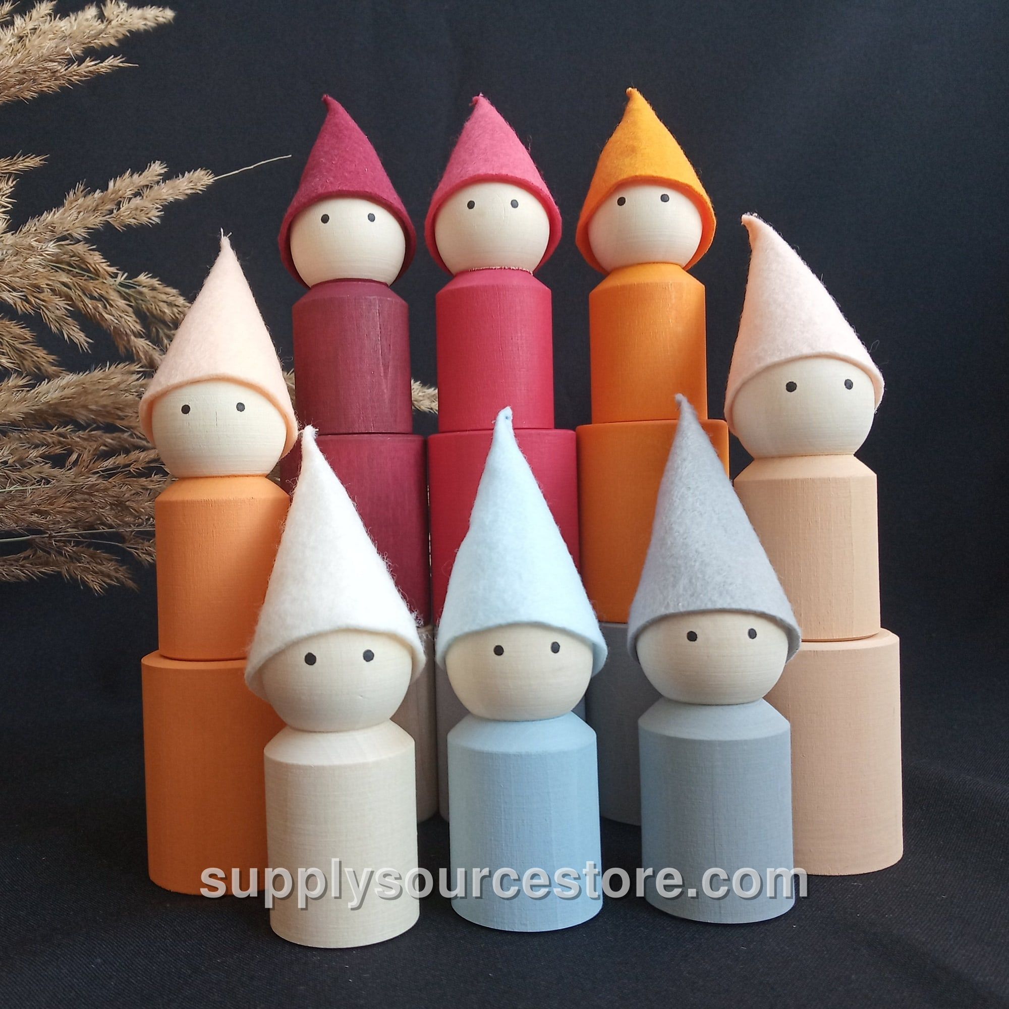 Neutral Peg Dolls in Cups