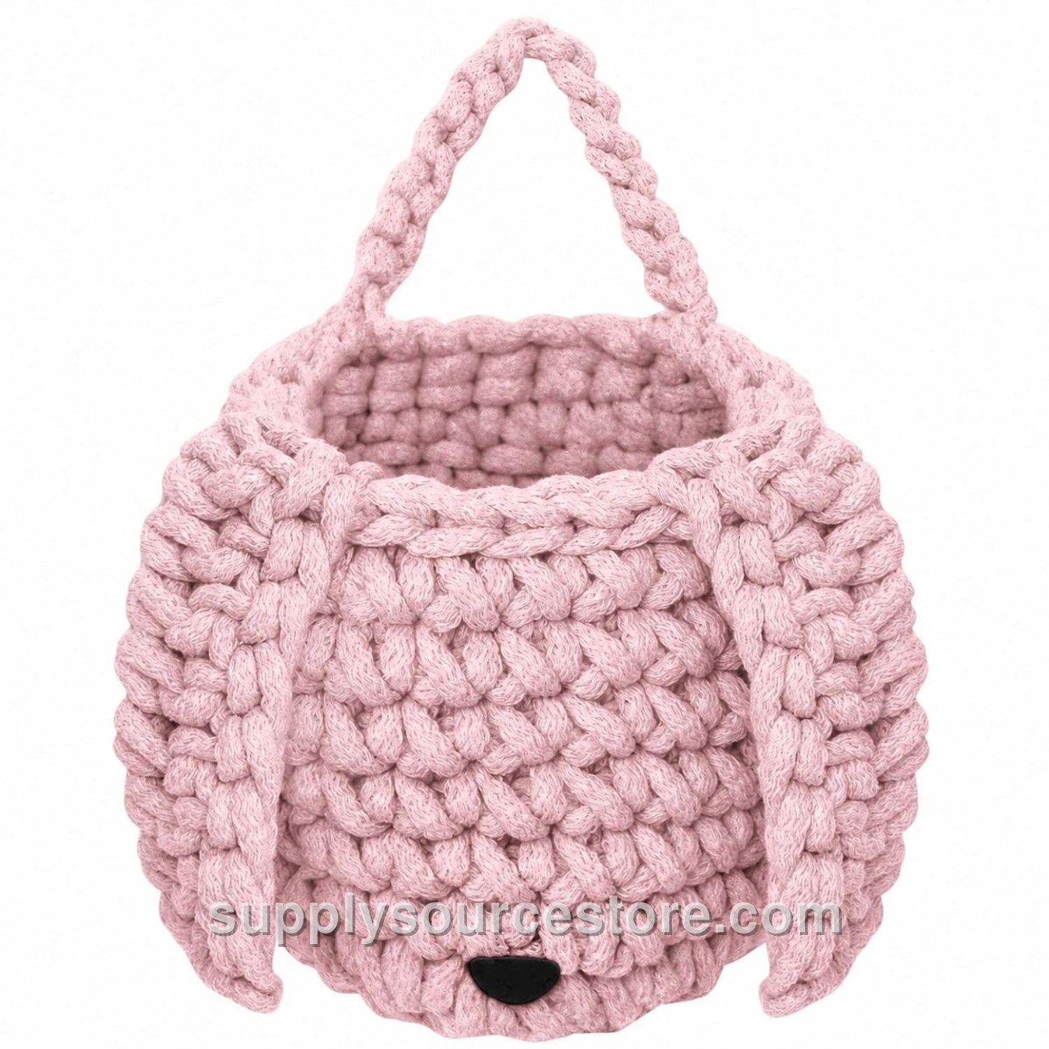 Crochet Bunny Basket - Powder Pink
