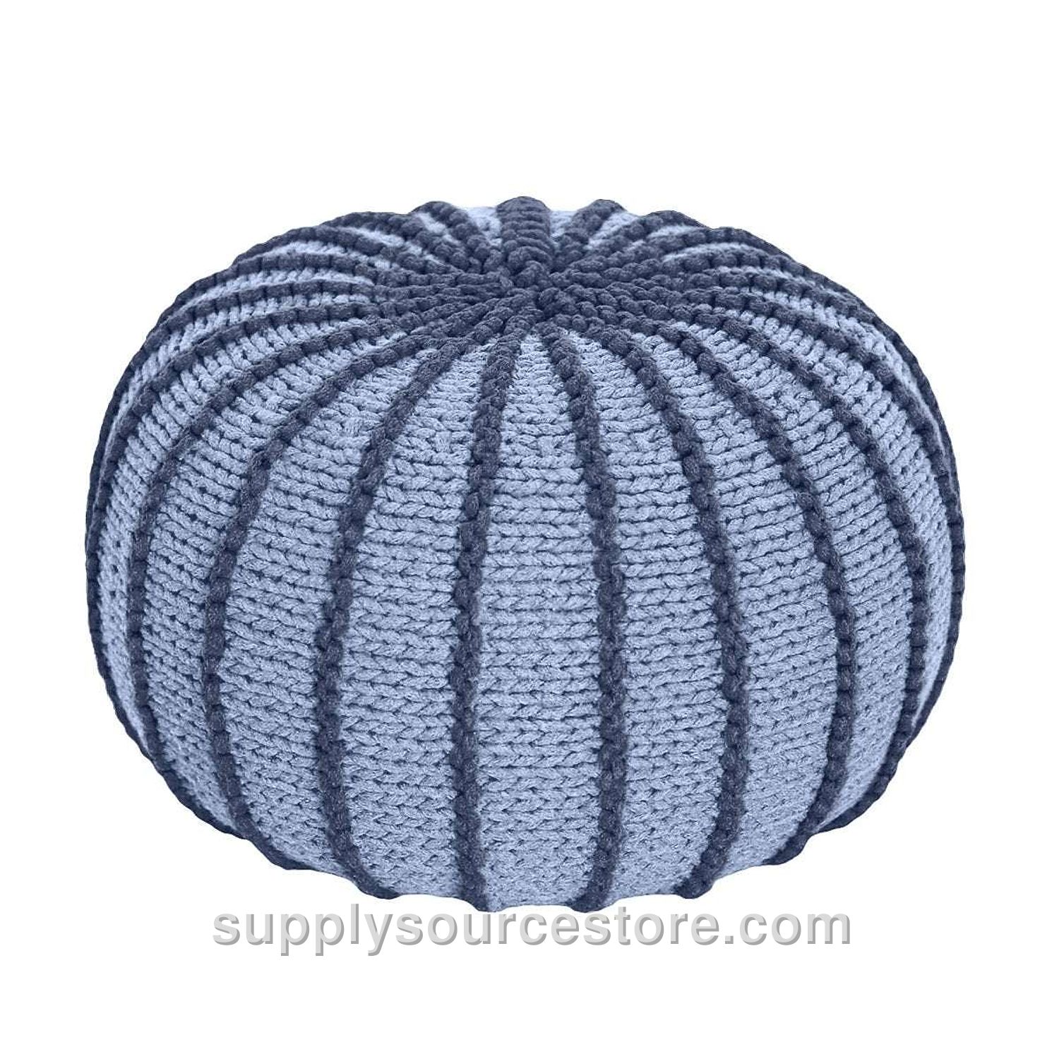 Knitted Pouffe Ziggy - Denim Blue