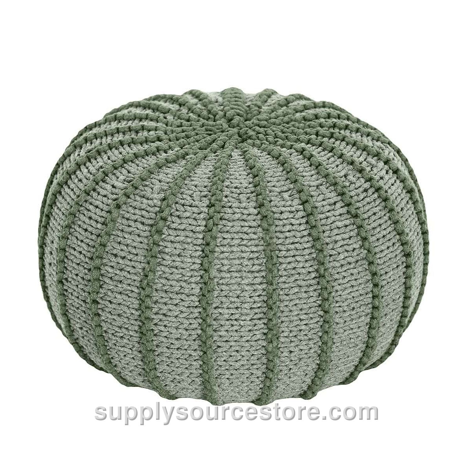 Knitted Pouffe Ziggy - Light Olive