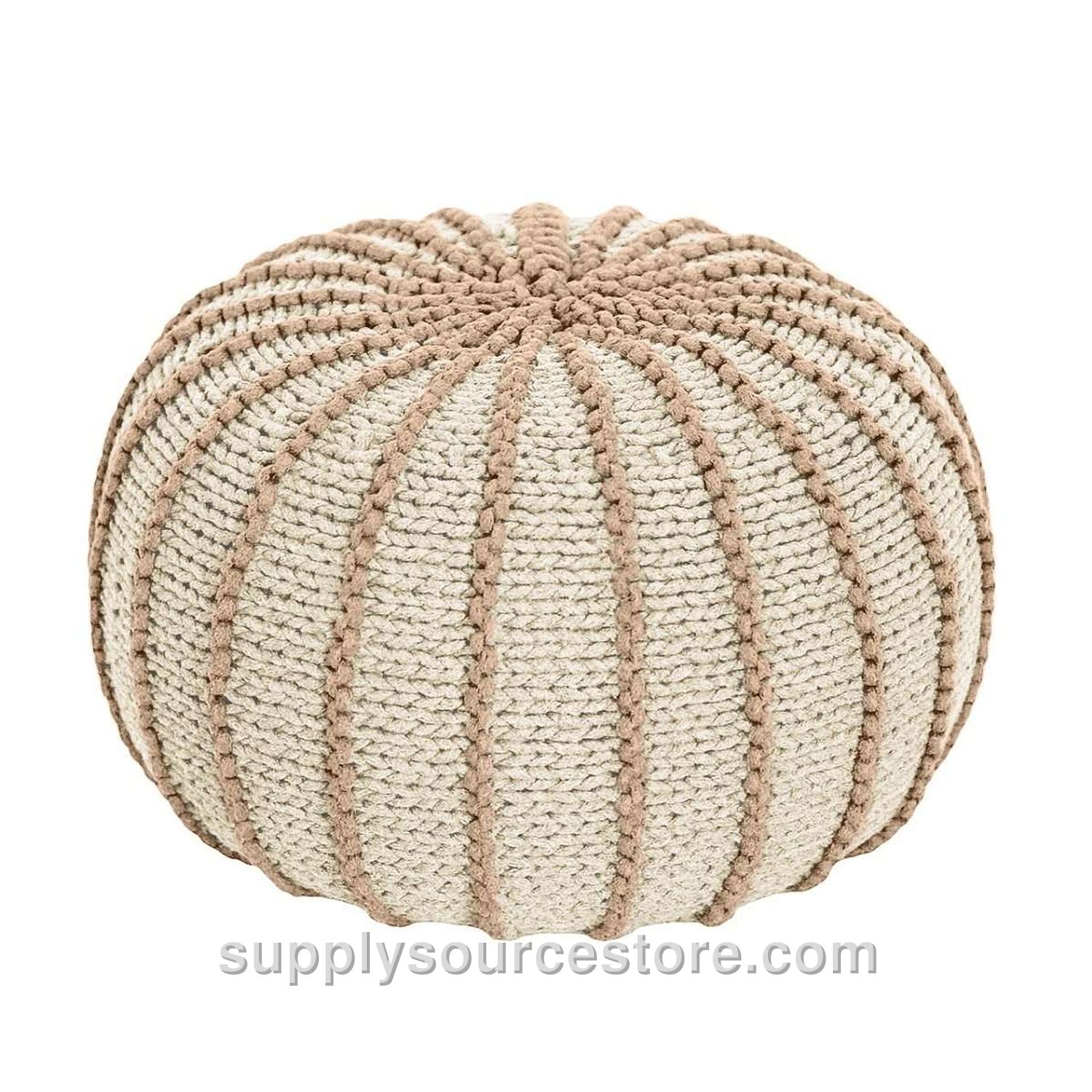 Knitted Pouffe Ziggy - Beige