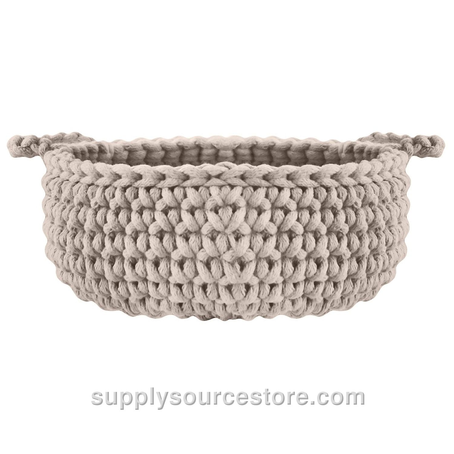 Crochet Small Flat Basket - Beige