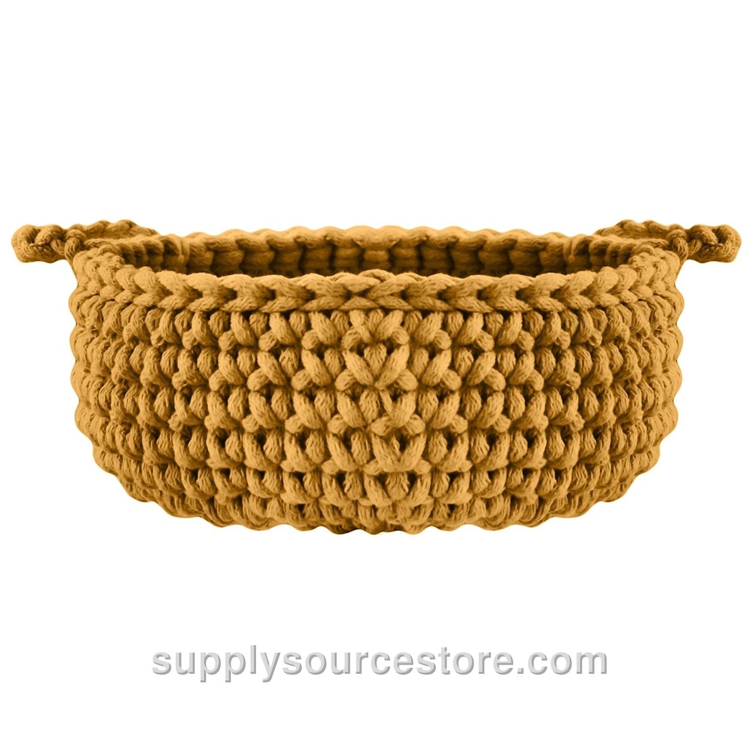 Crochet Small Flat Basket - Mustard