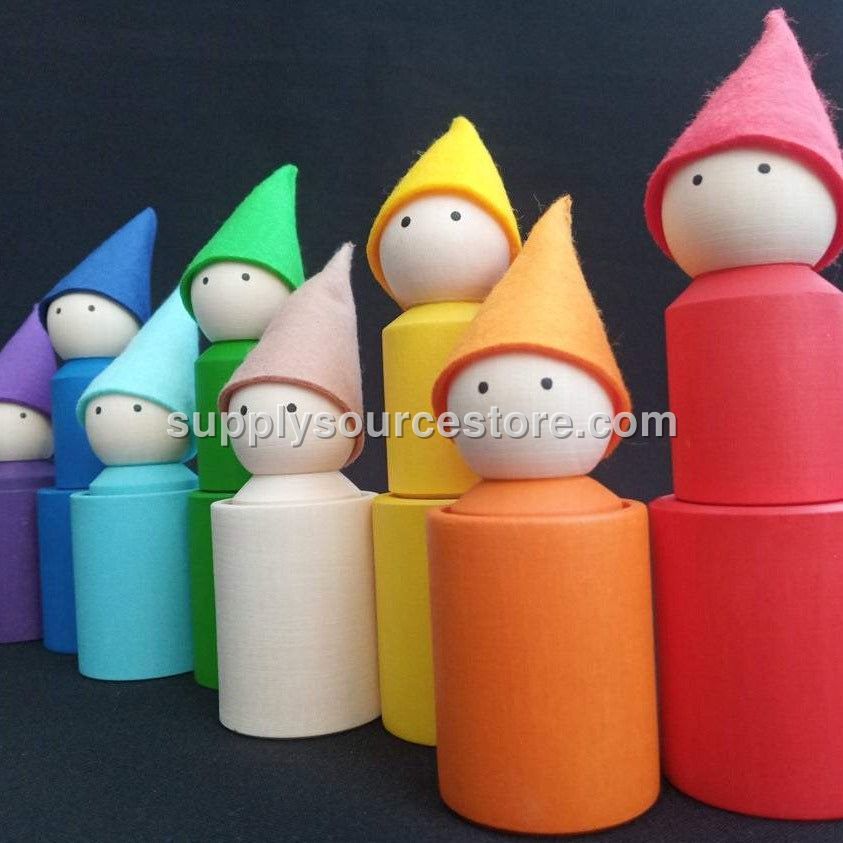 Rainbow Peg Dolls in Cups