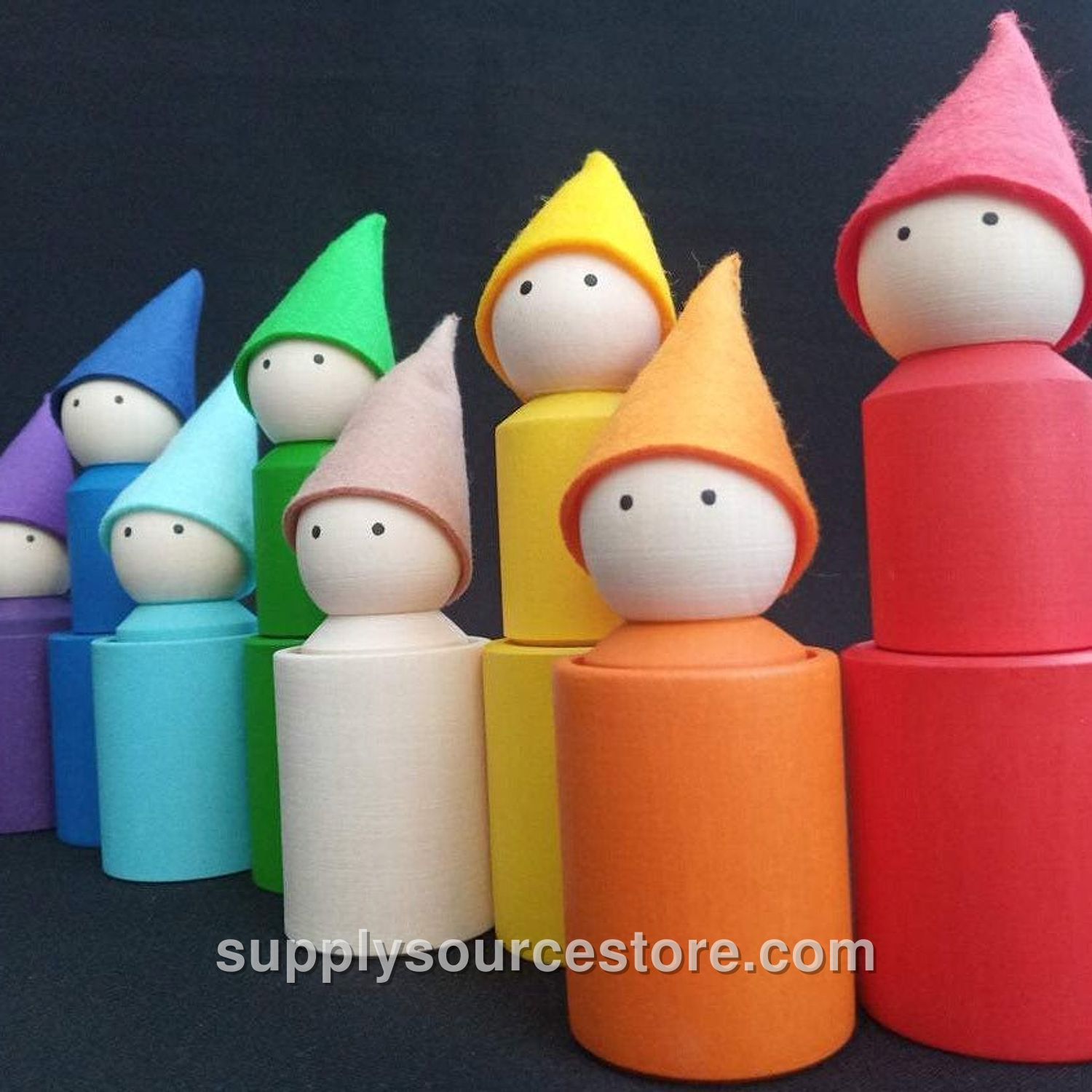 Rainbow Peg Dolls in Cups