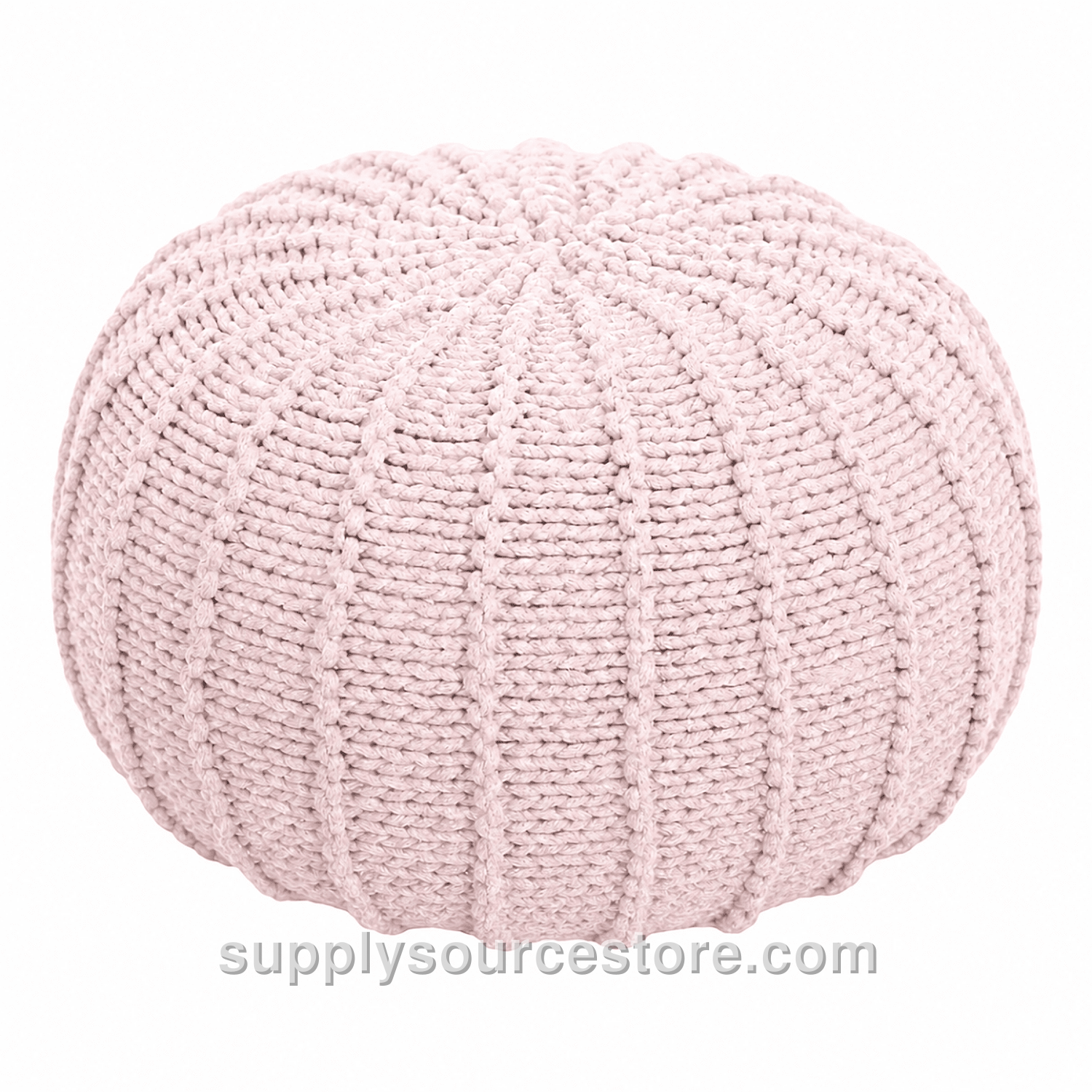 Knitted Pouffe - Pale Pink