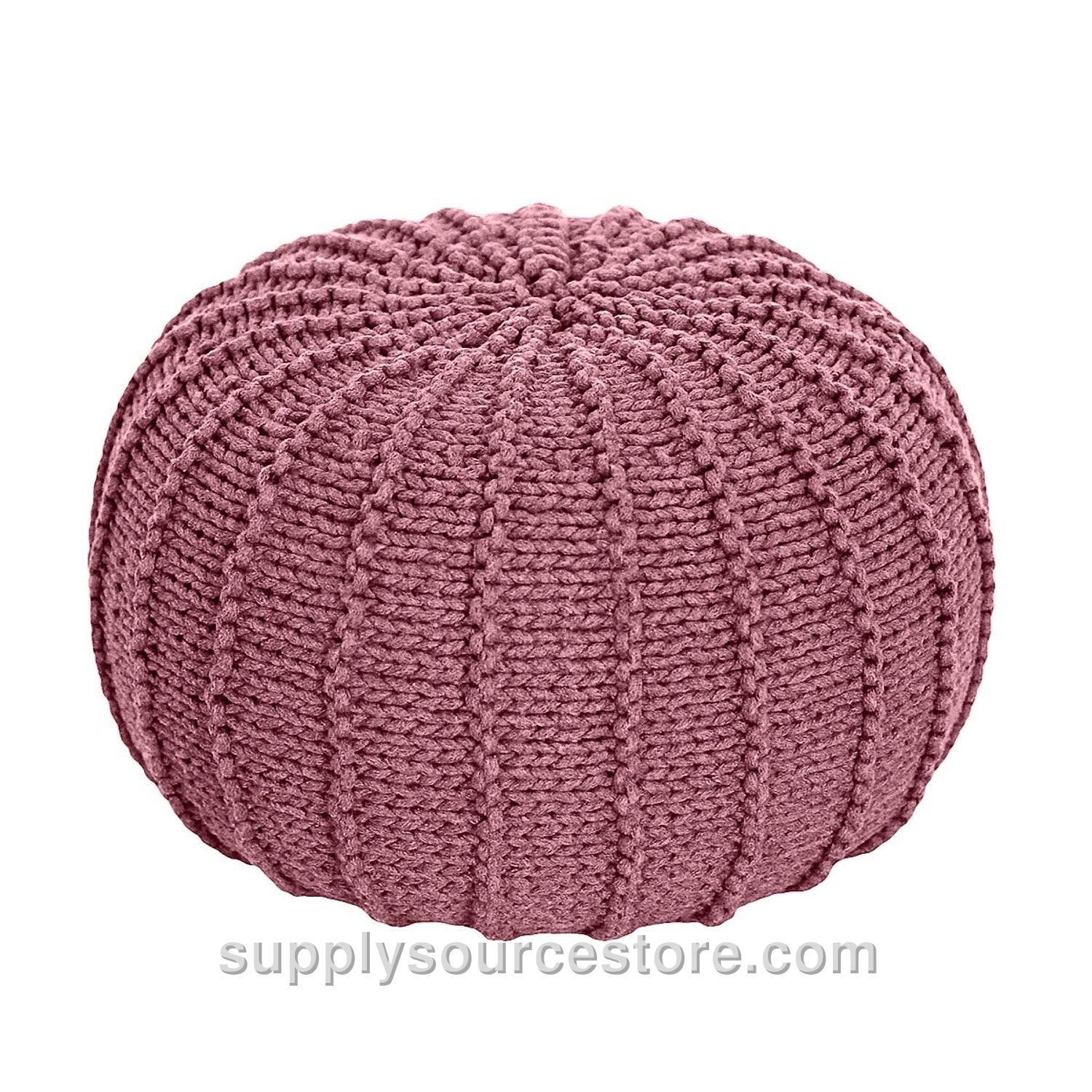 Knitted Pouffe - Old Rose