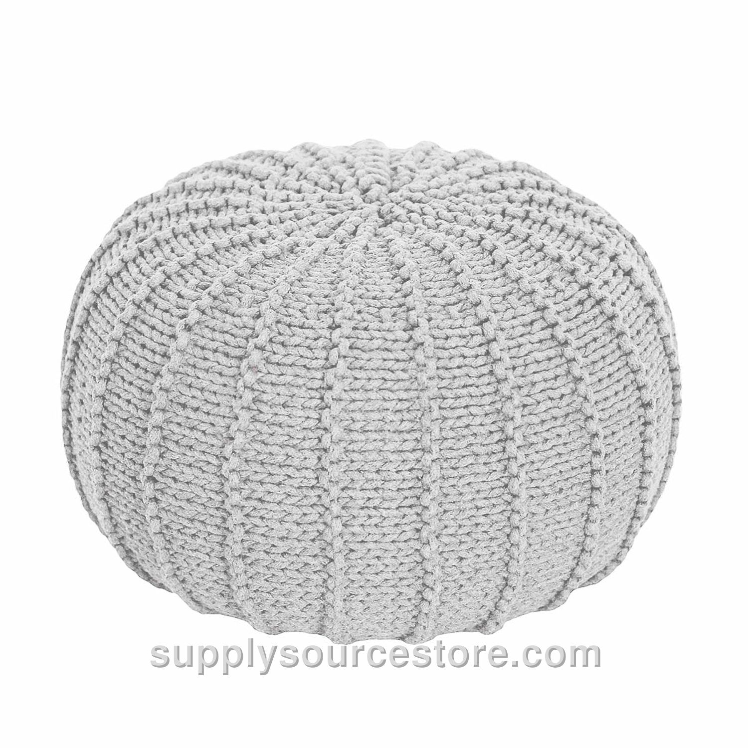 Knitted Pouffe - Light Grey