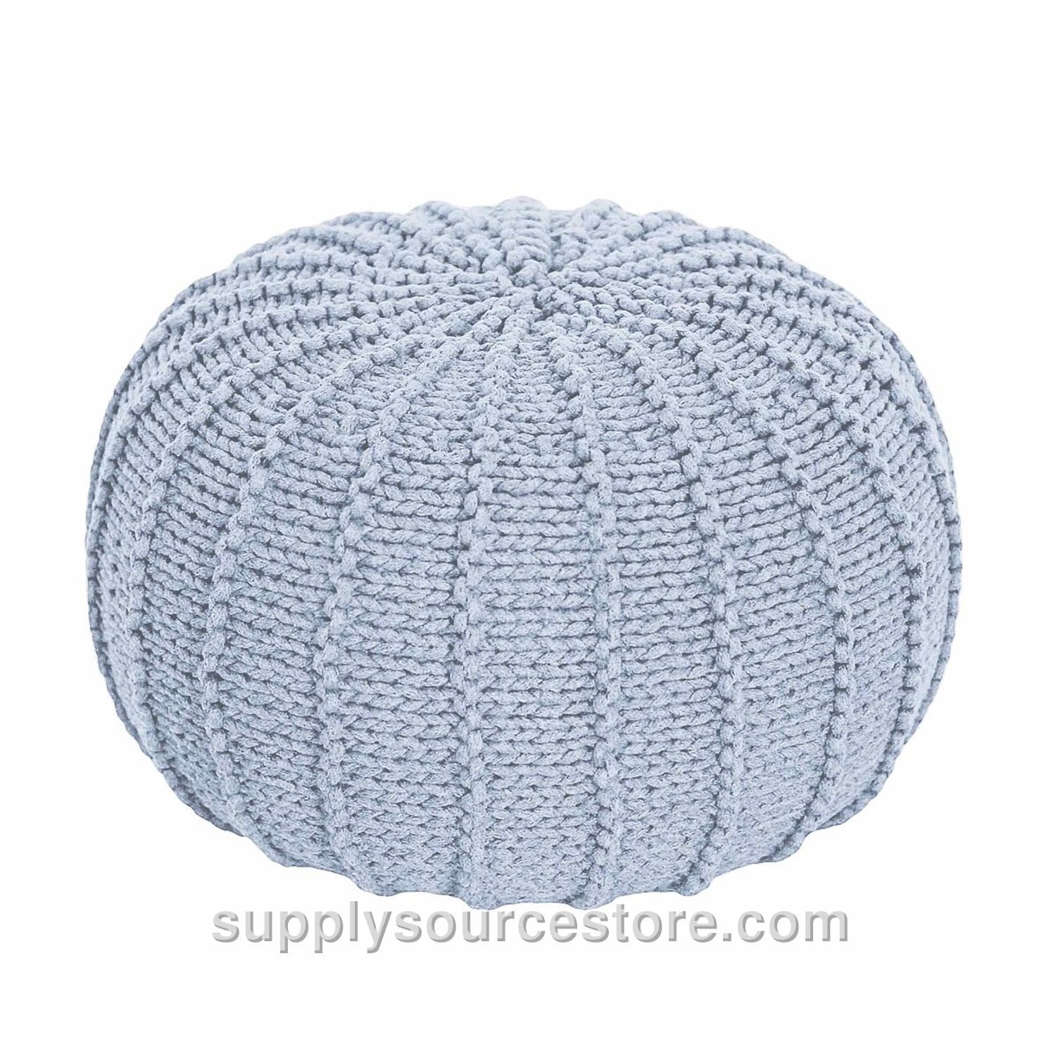 Knitted Pouffe - Baby Blue