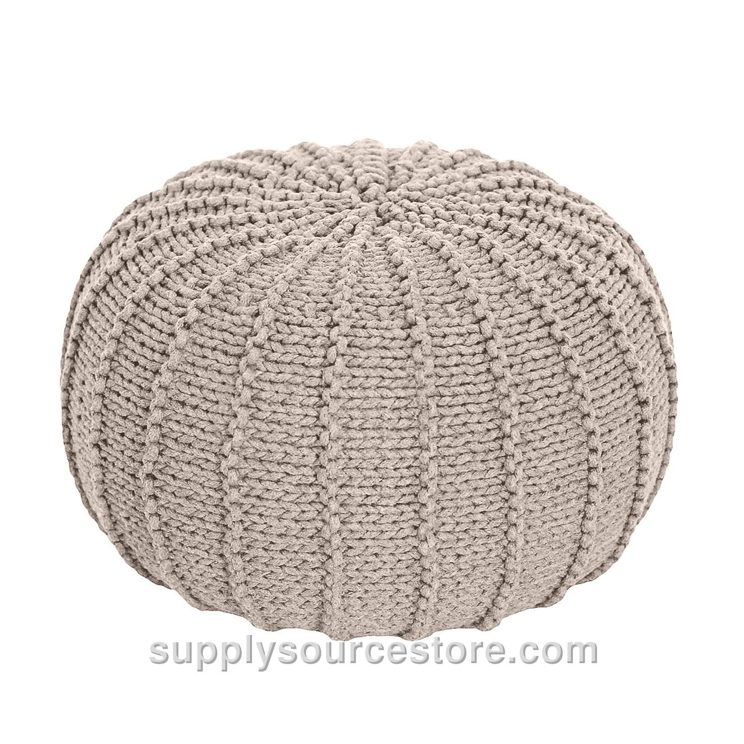 Knitted Pouffe - Beige
