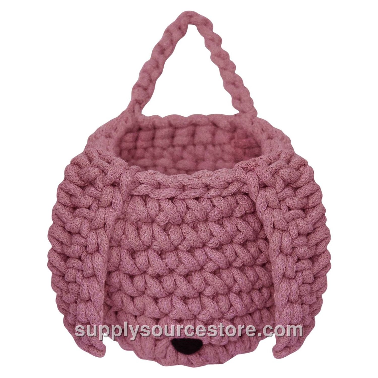 Crochet Bunny Basket - Old Rose