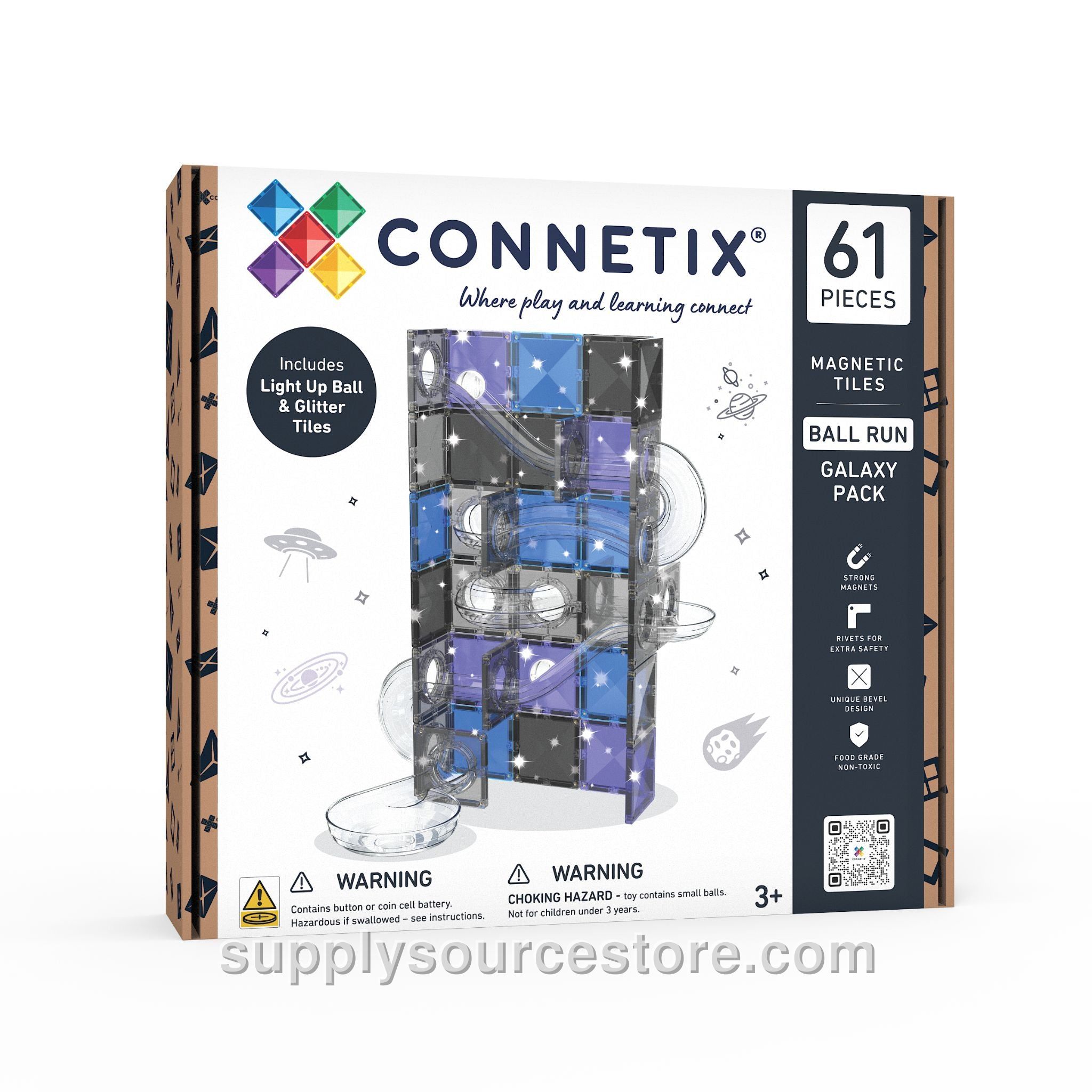 Magnetic Tiles 61 Piece Ball Run Galaxy Pack
