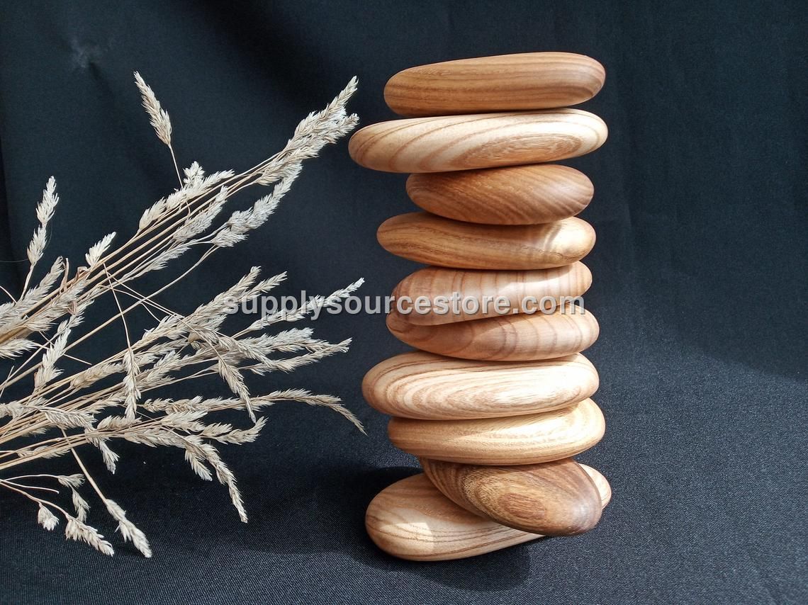 Catalpa Wooden Stacking Pebbles