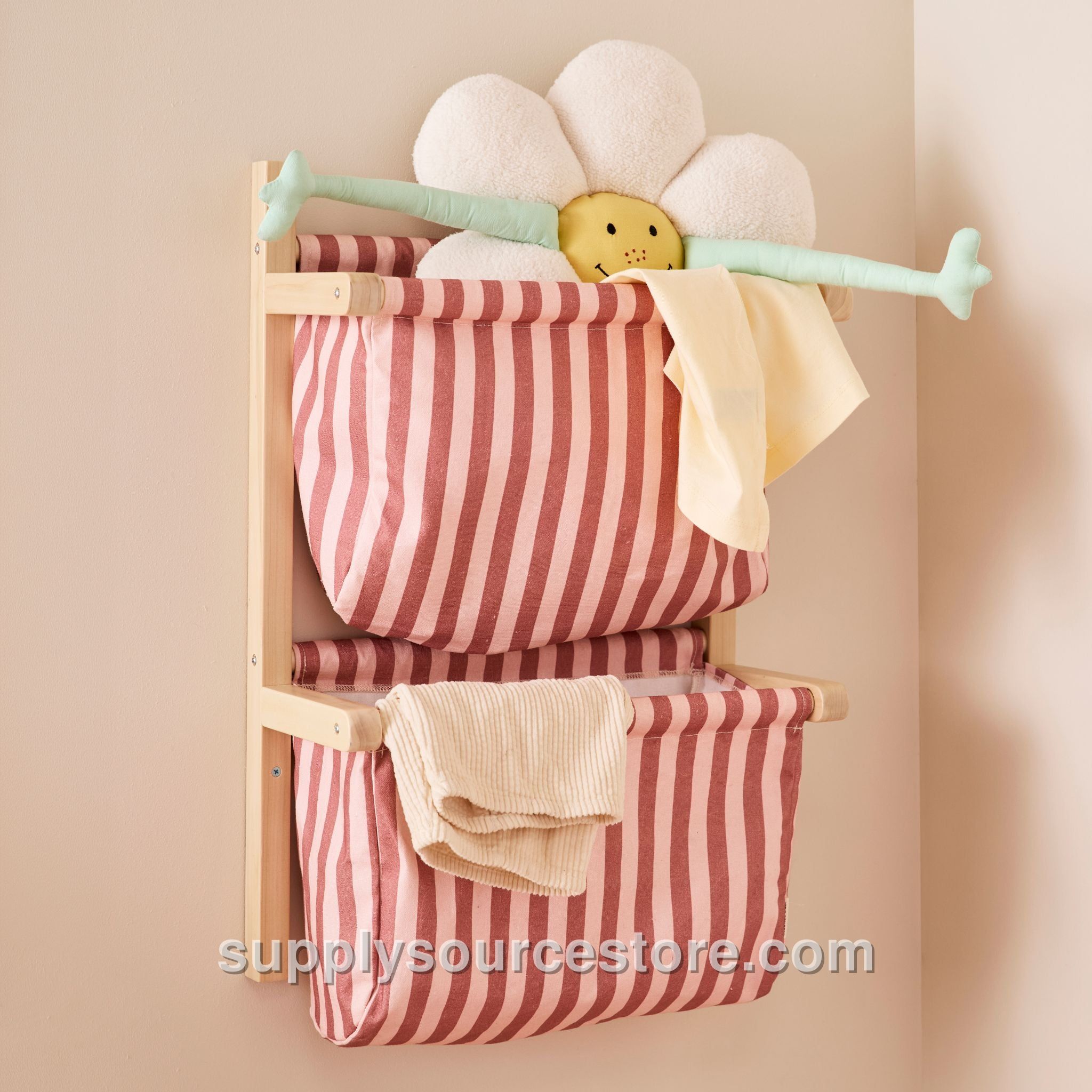 Wall Storage Textile - Stripe Clay Pink