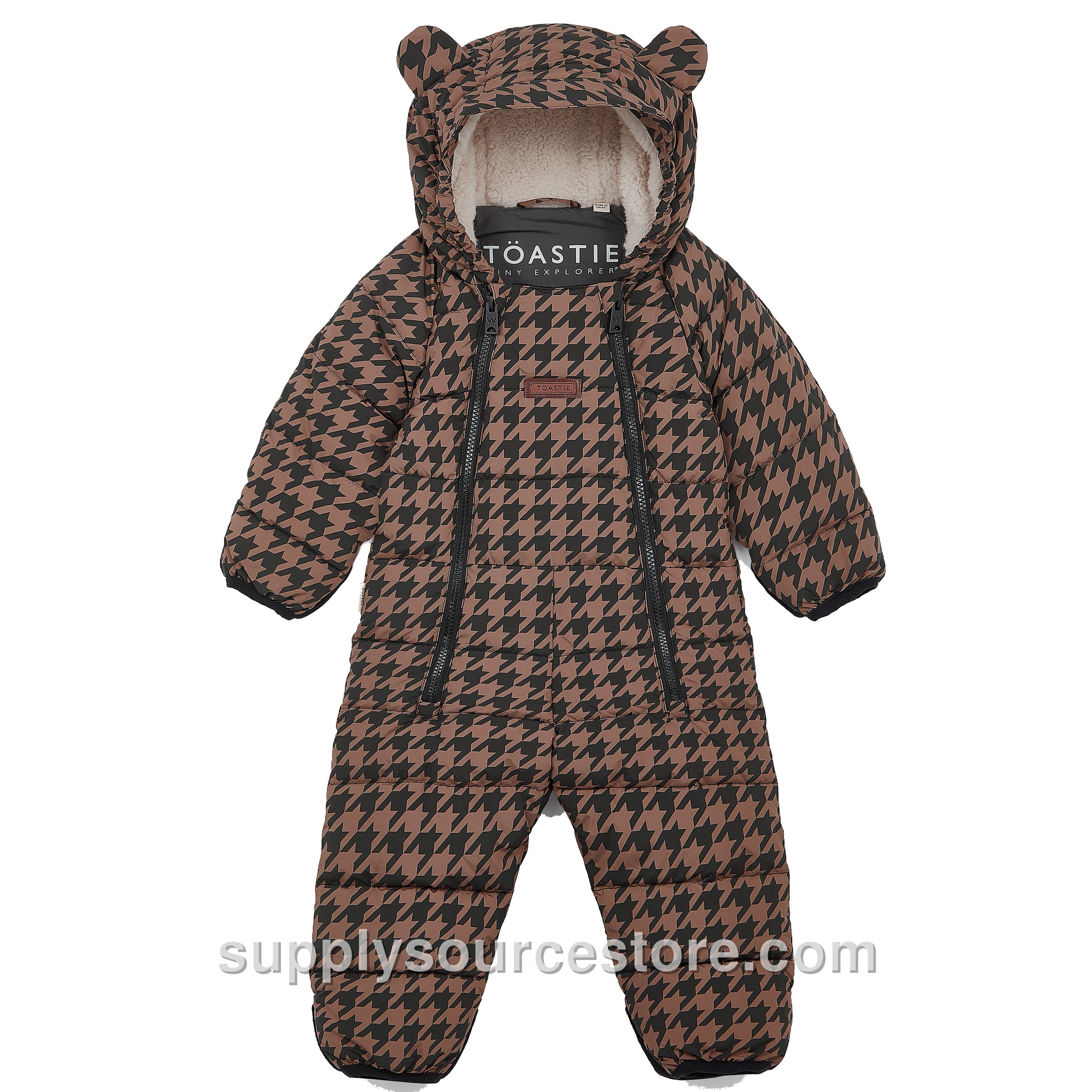 Quilted Snowsuit - Toffee Houndstooth