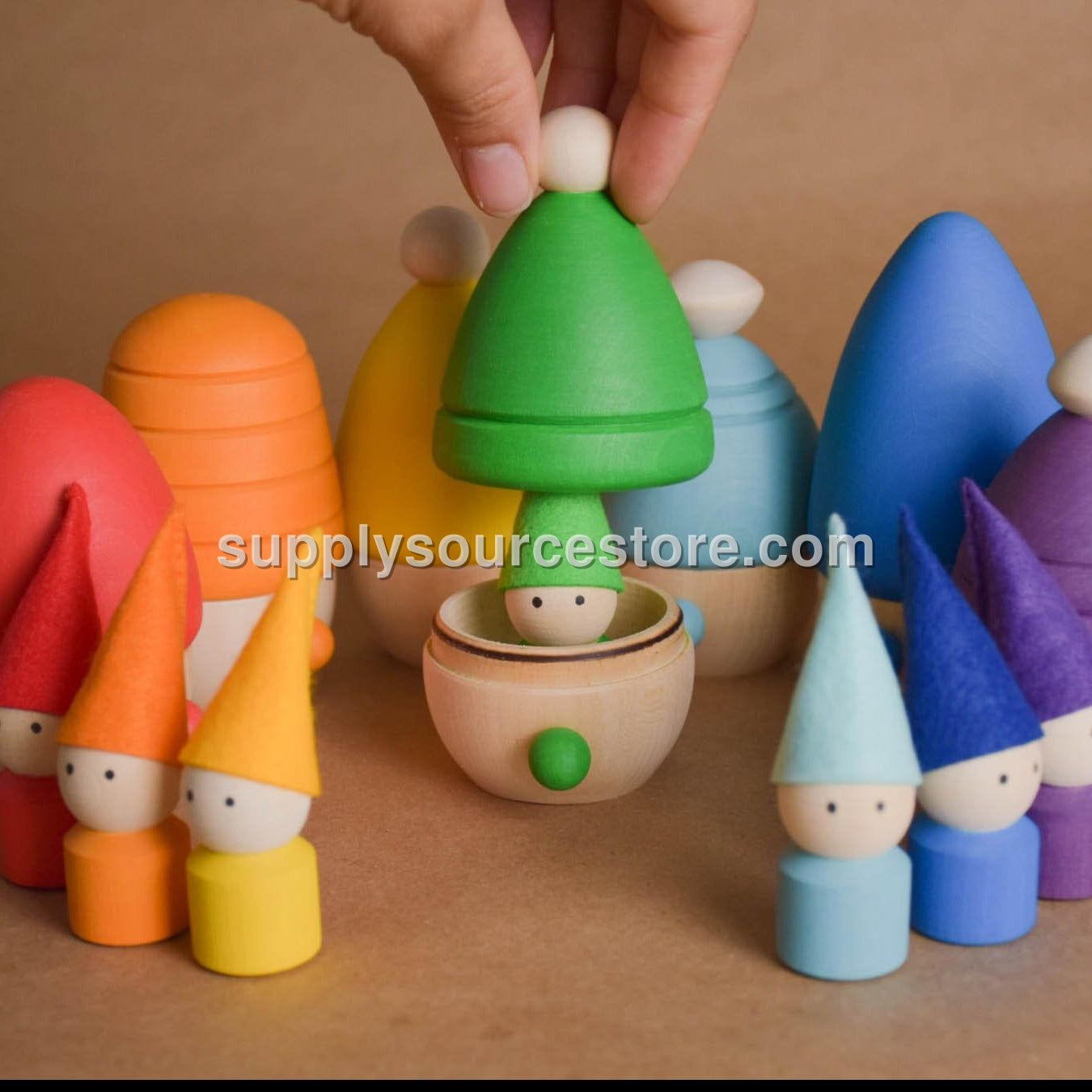 Rainbow Peg Dolls in Opening Houses
