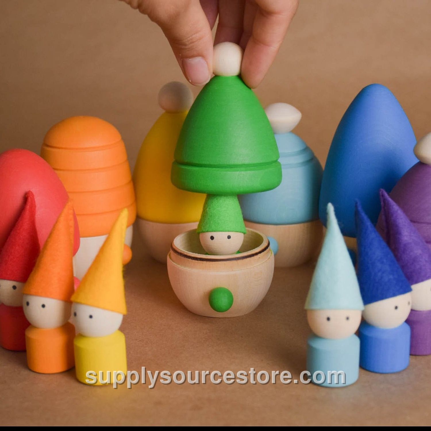 Rainbow Peg Dolls in Opening Houses