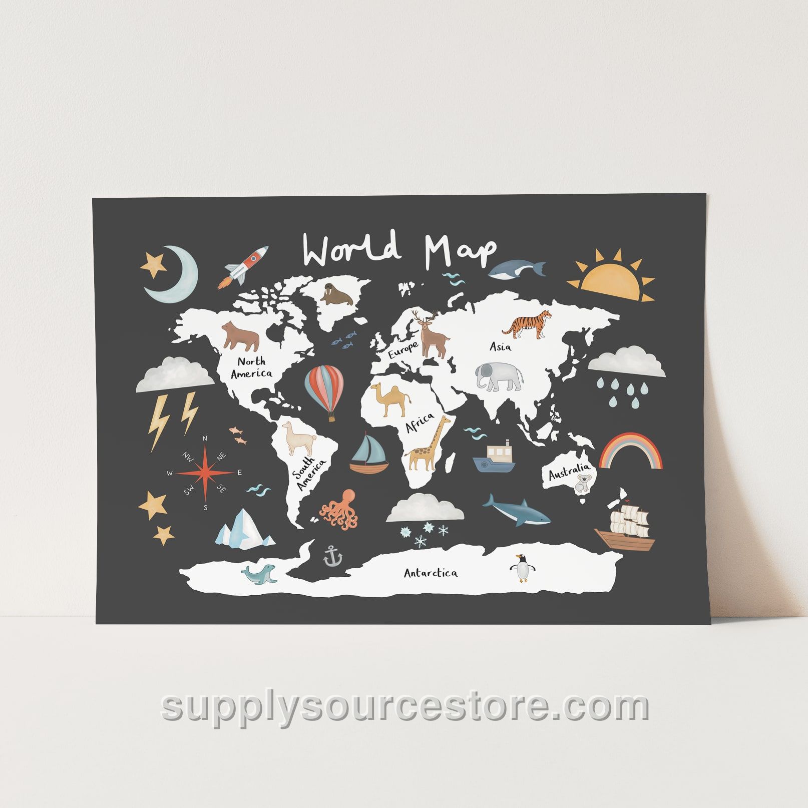 World Map Fine Art Print - Black