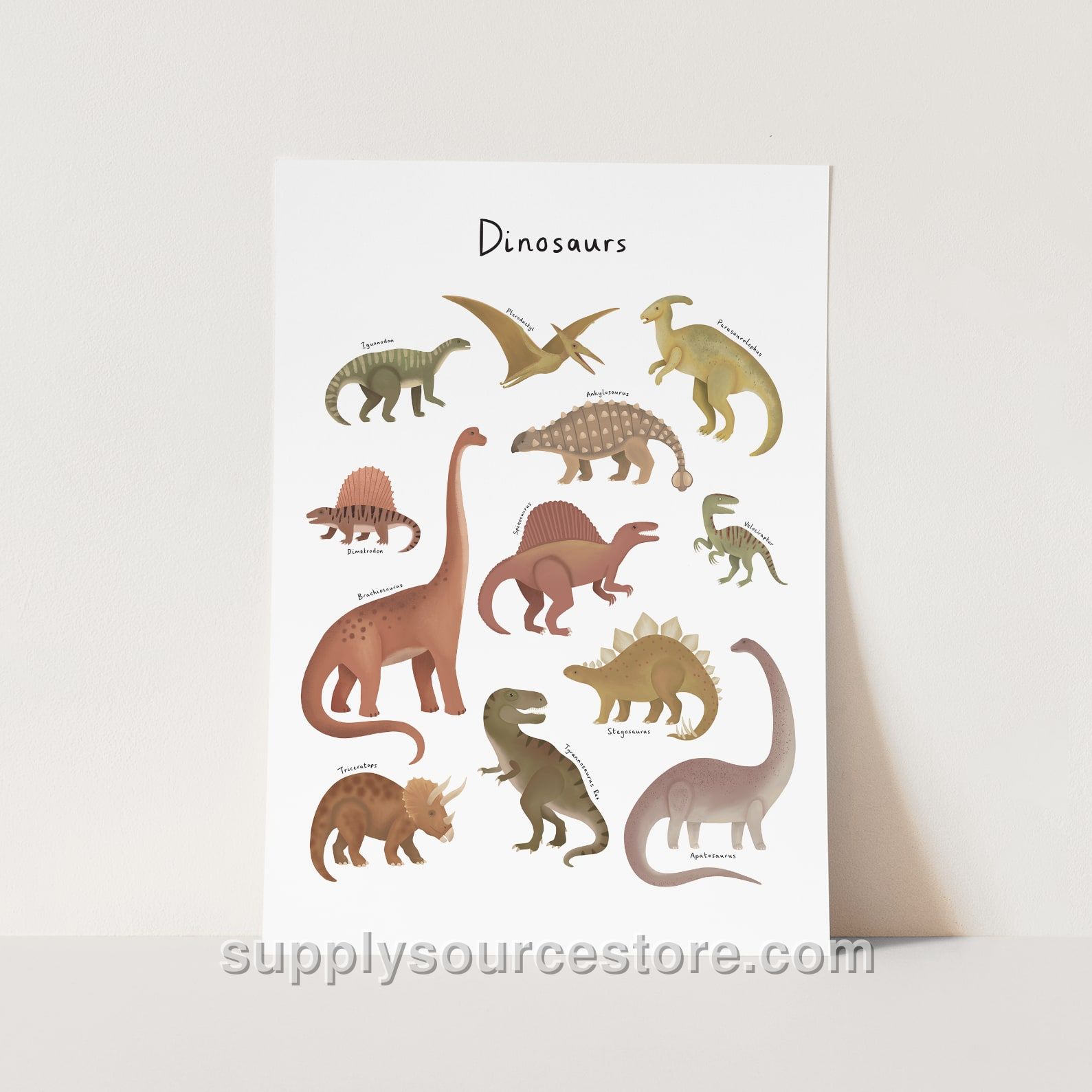 Dinosaur Fine Art Print - White