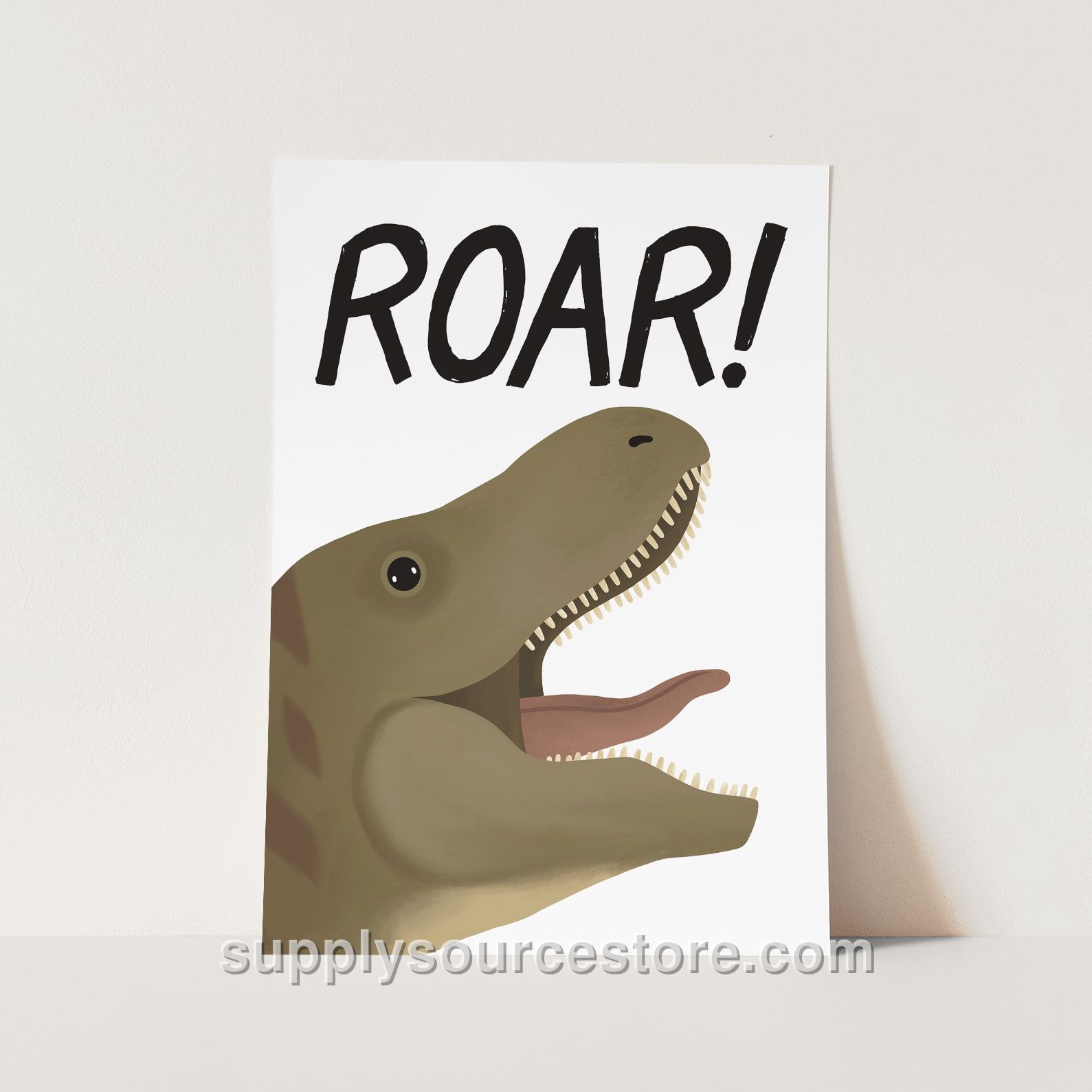 Roar Dinosaur Fine Art Print - White