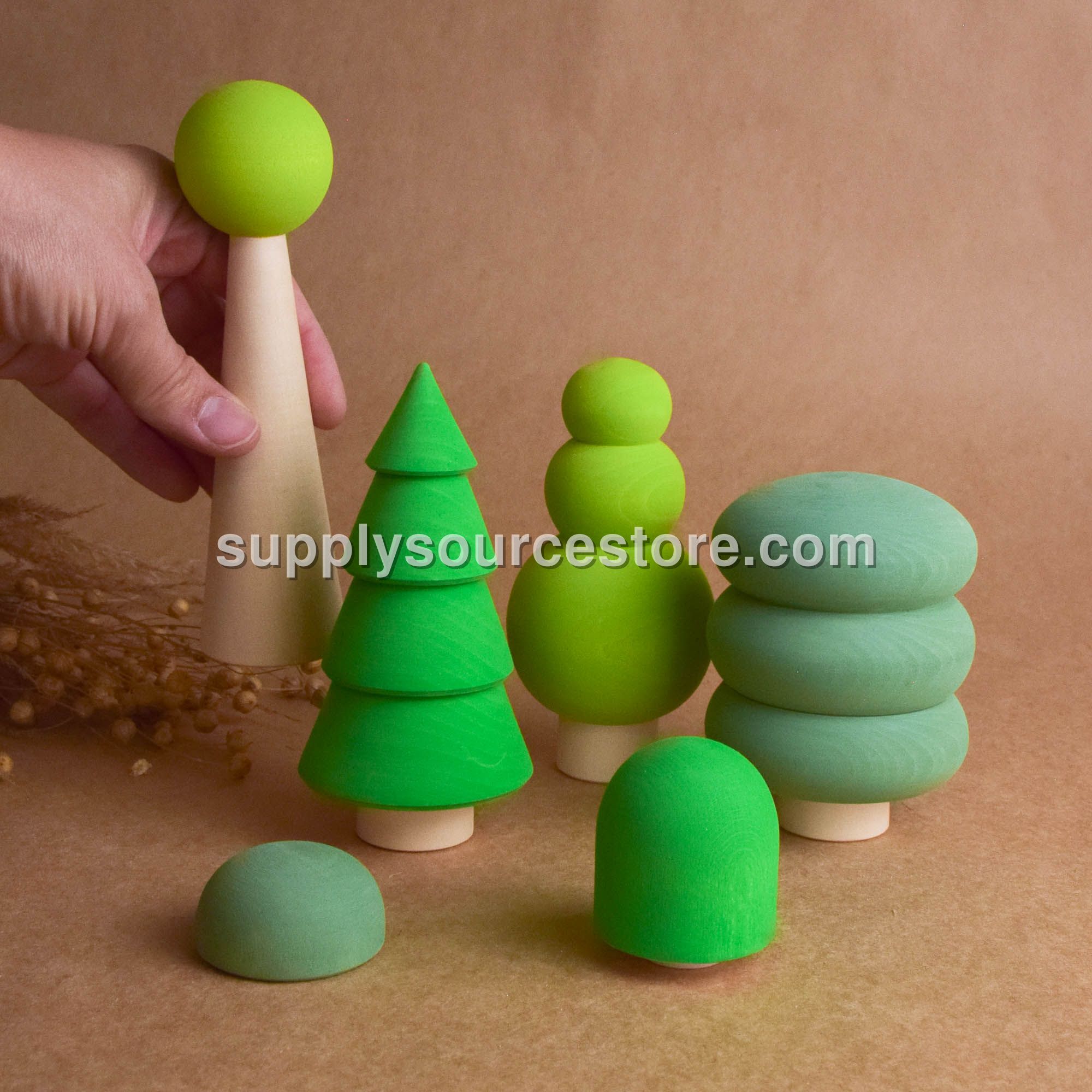 Colored Tree Figurines Set